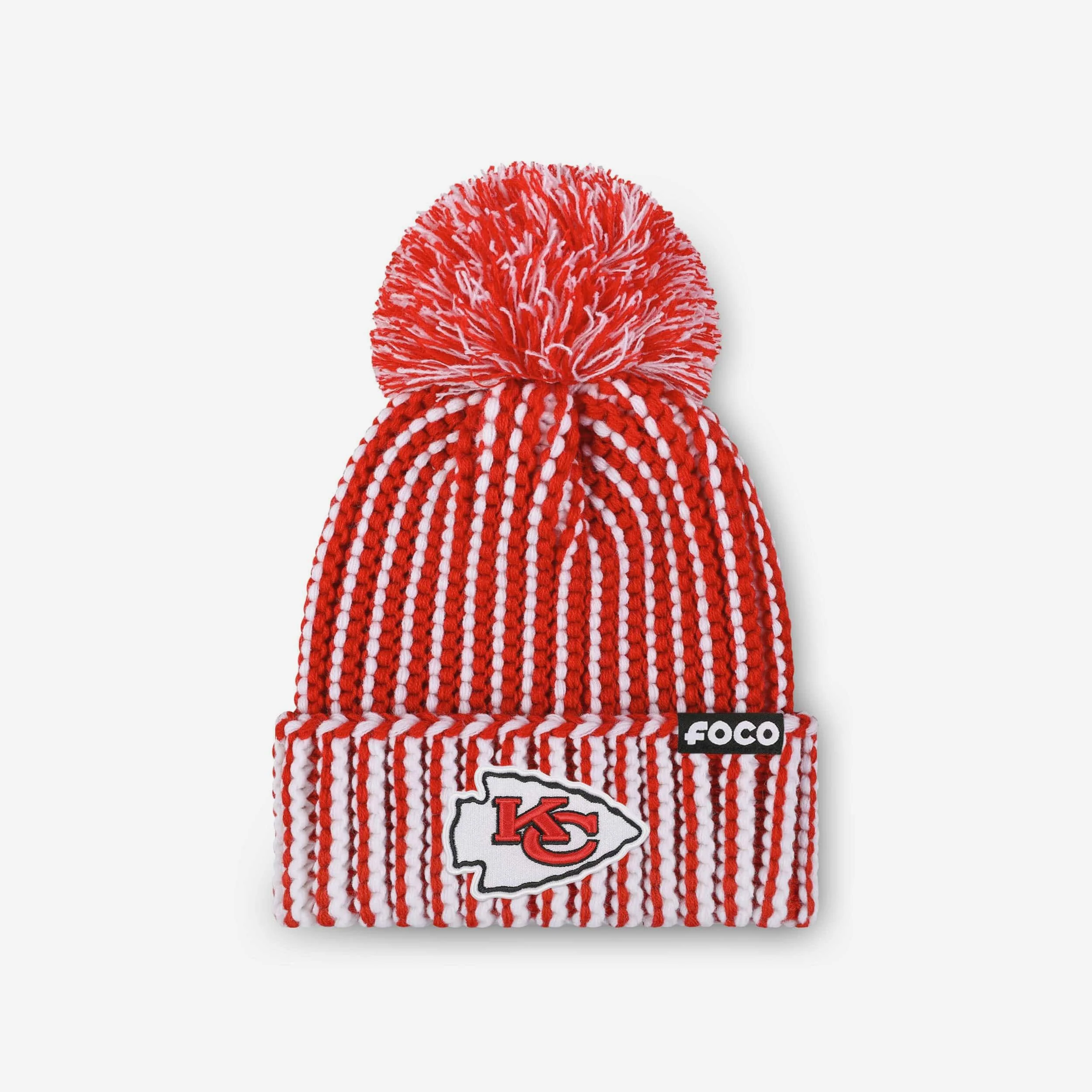 Kansas City Chiefs Primary Logo Vertical Knit Pom Beanie