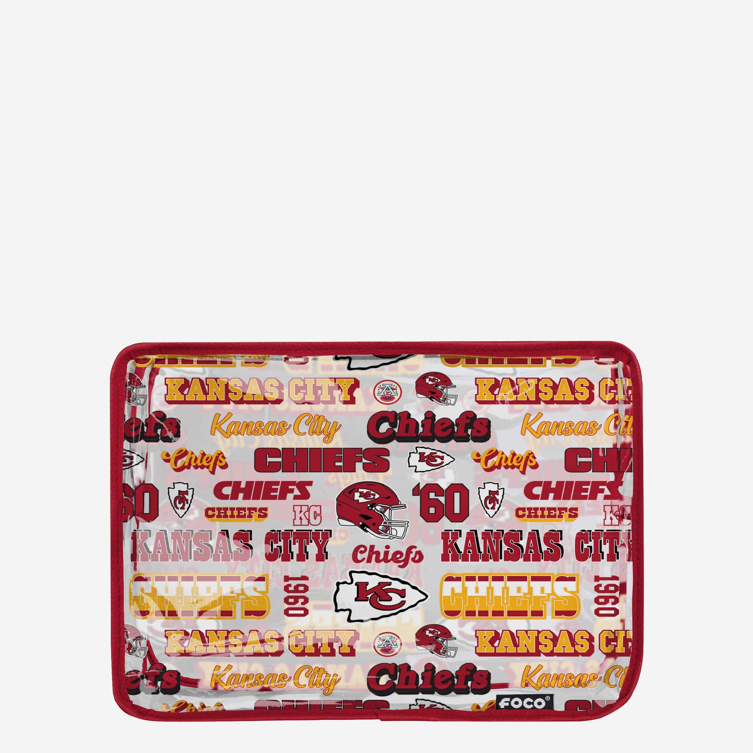 Kansas City Chiefs Repeat Retro Print Clear Cosmetic Bag - Image 3