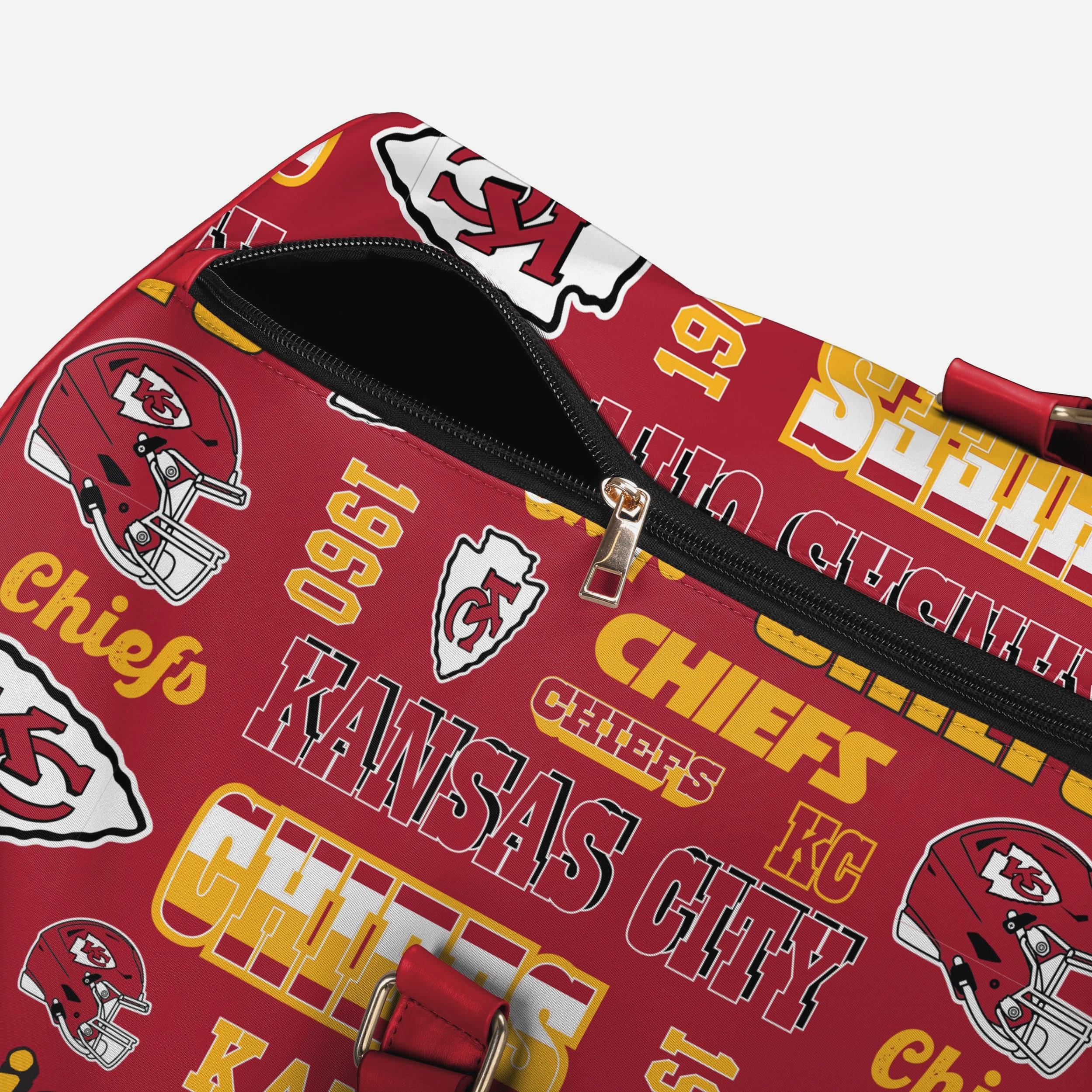 Kansas City Chiefs Repeat Retro Print Nylon Weekender Duffle Bag - Image 5