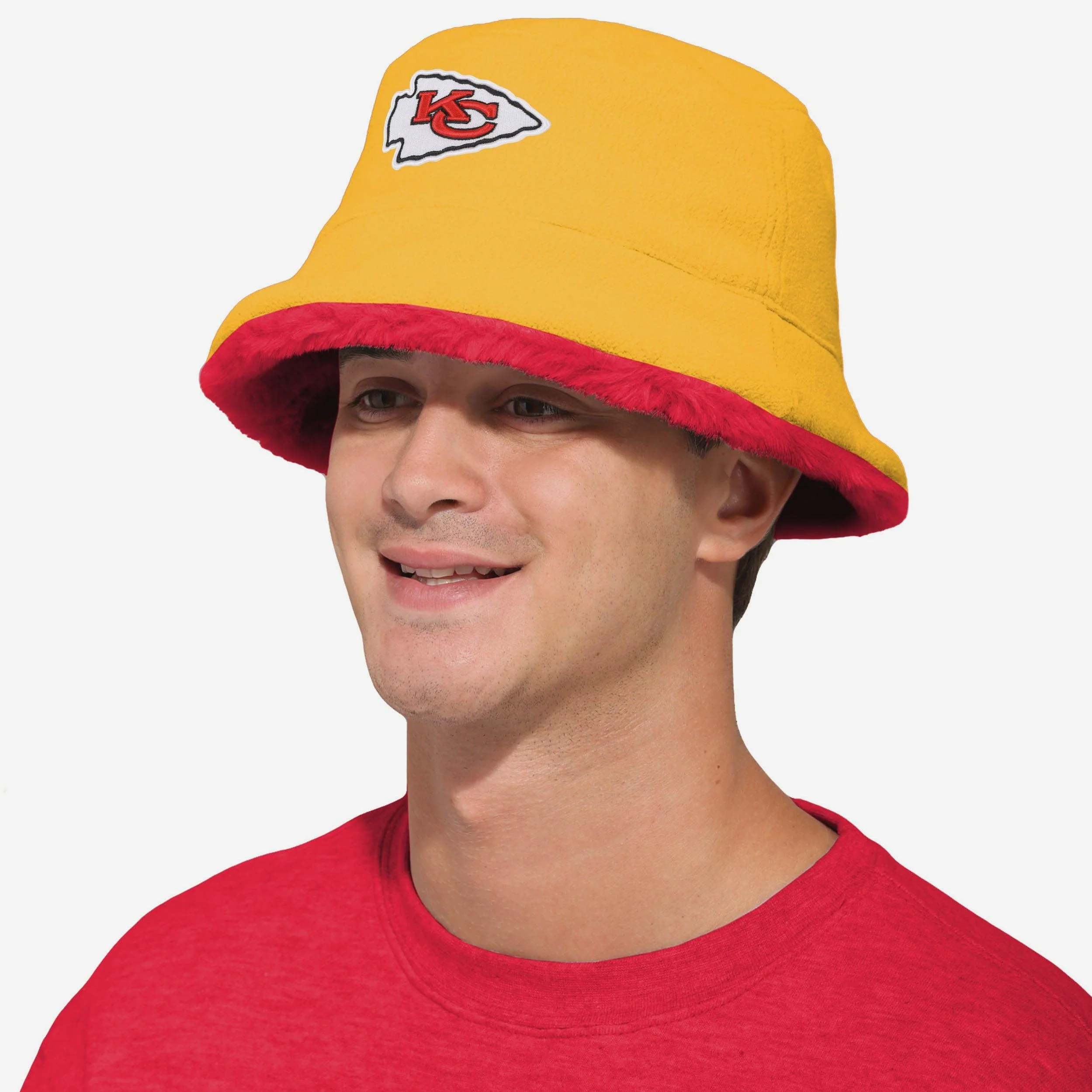 Kansas City Chiefs Reversible Faux Fur Bucket Hat - Image 3