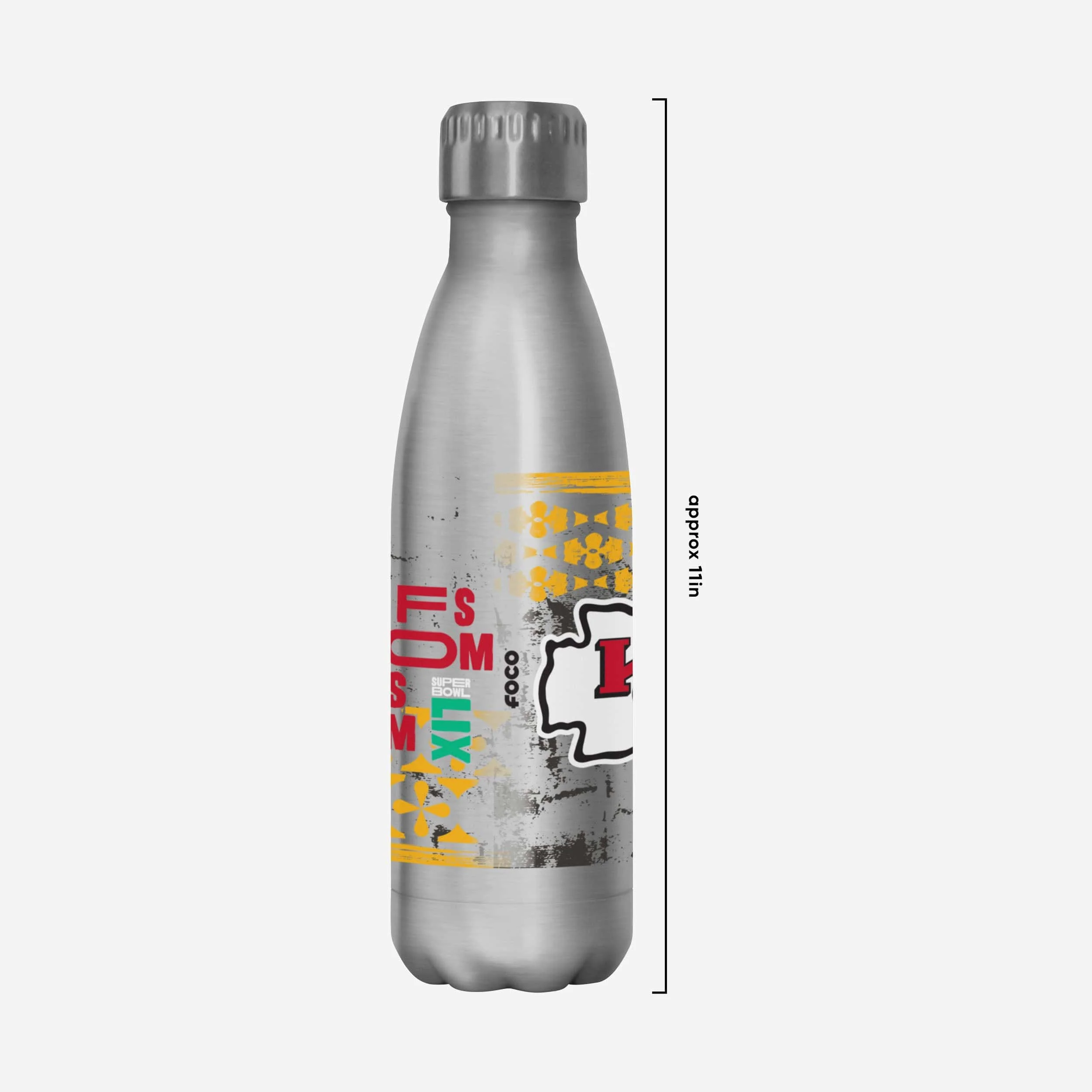 Kansas City Chiefs Super Bowl LIX Chiefs Kingdom Silver 17 oz Stainless Steel Bottle - Image 4