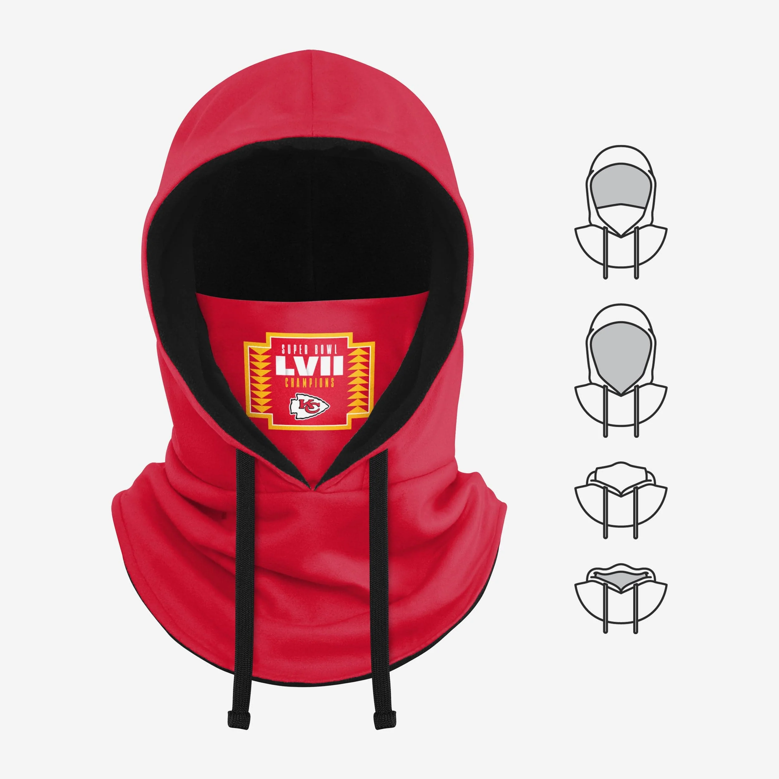 Kansas City Chiefs Super Bowl LVII Champions Drawstring Hooded Gaiter Scarf - Image 5