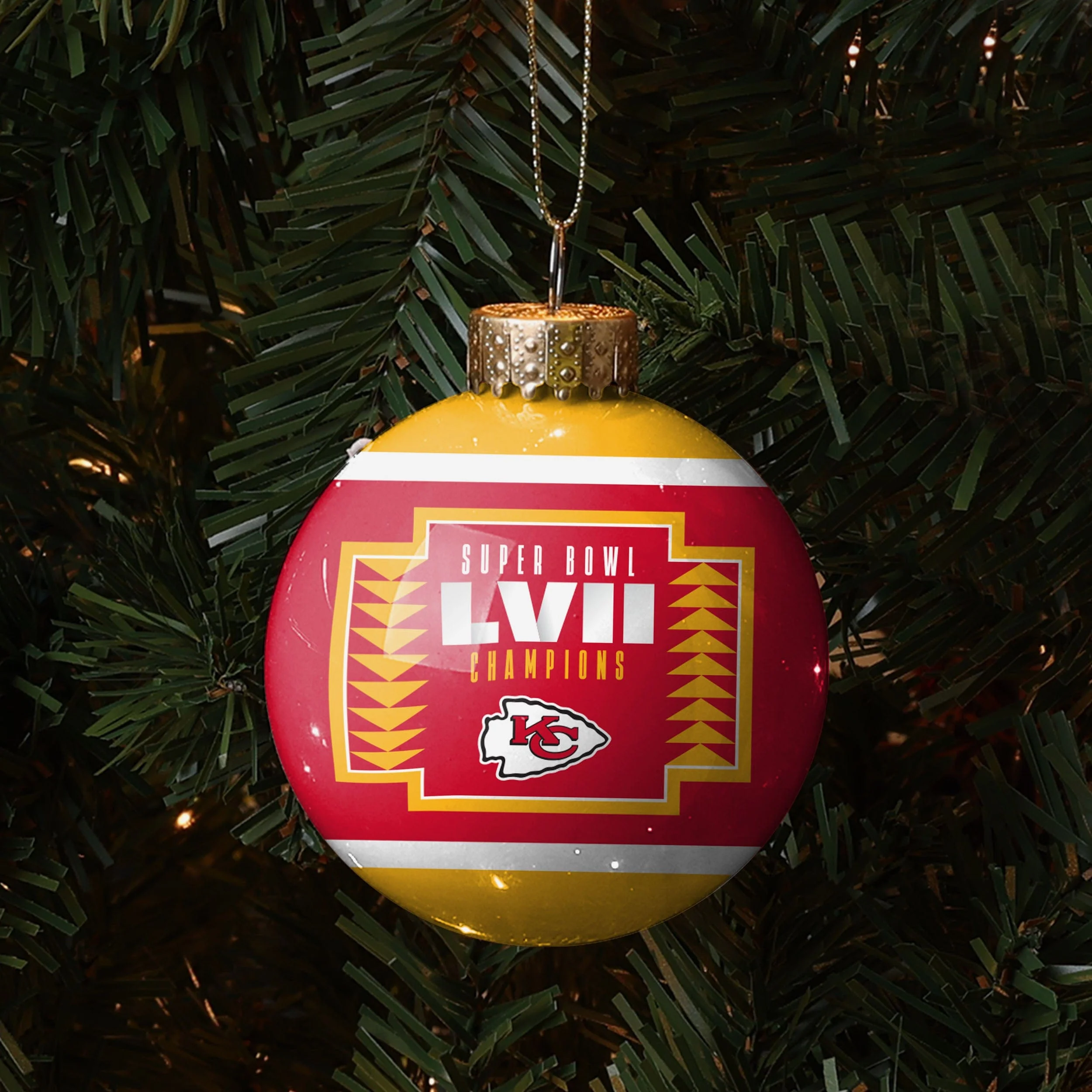 Kansas City Chiefs Super Bowl LVII Champions Glass Ball Ornament - Image 3