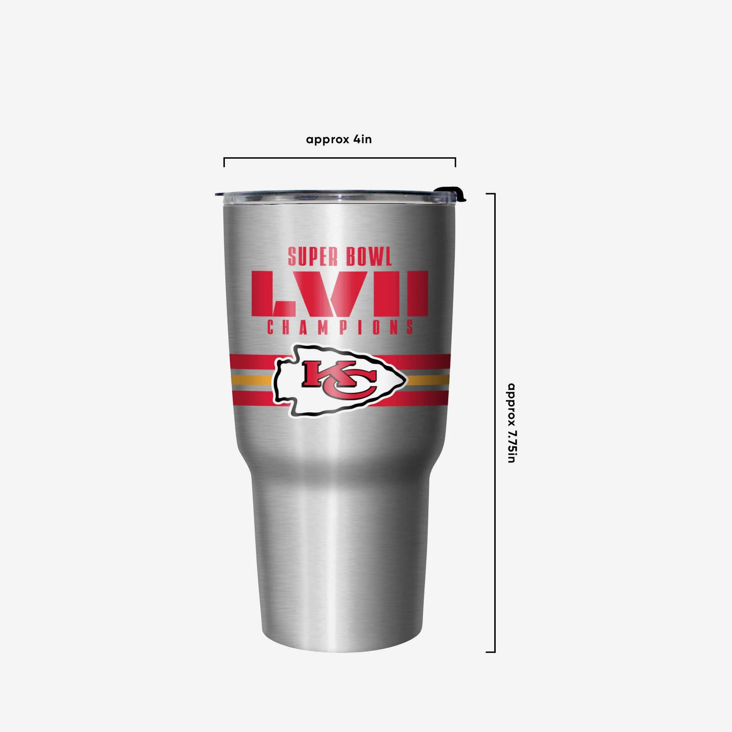 Kansas City Chiefs Super Bowl LVII Champions Metallic Team Stripe 27 oz Stainless Steel Tumbler - Image 4