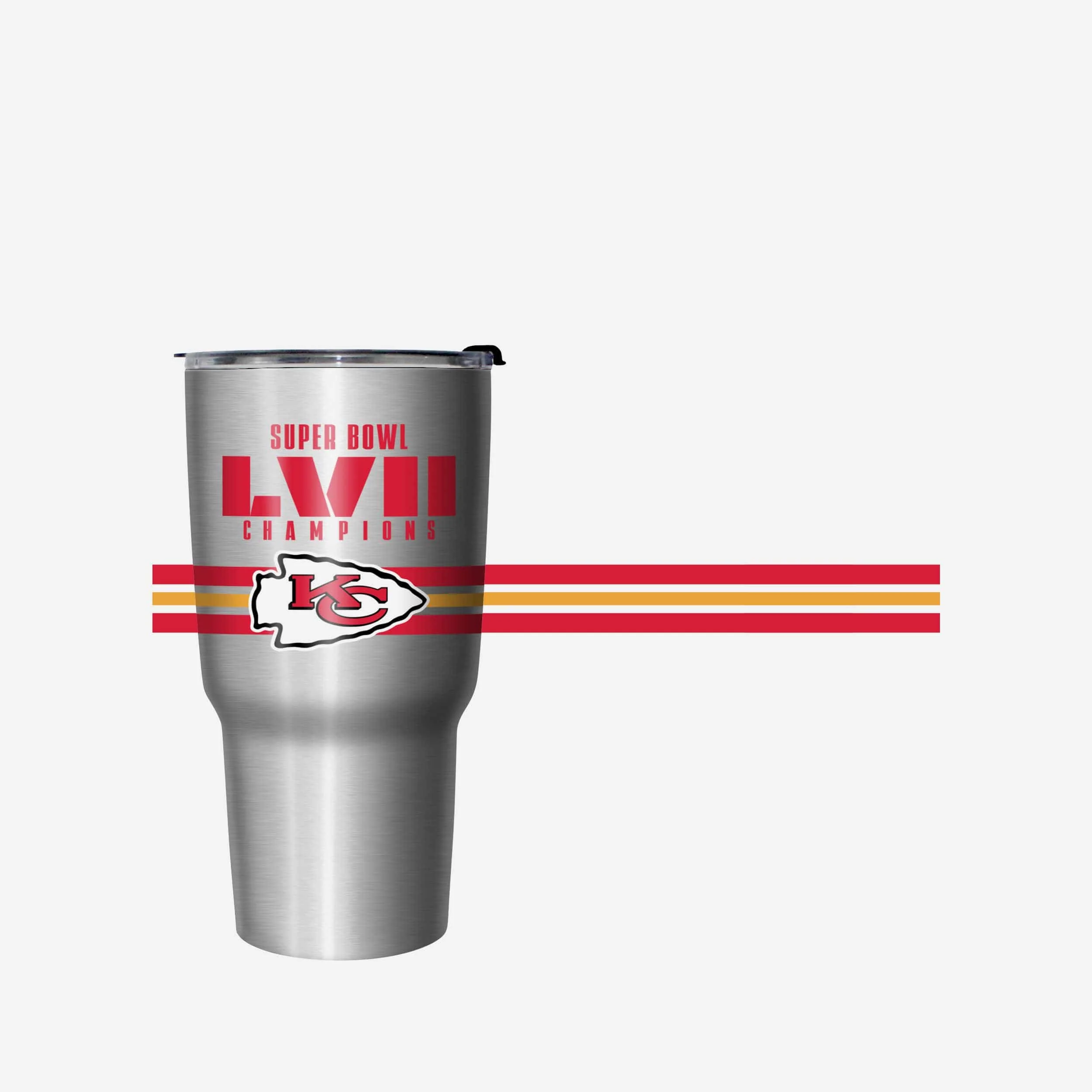 Kansas City Chiefs Super Bowl LVII Champions Metallic Team Stripe 27 oz Stainless Steel Tumbler - Image 5
