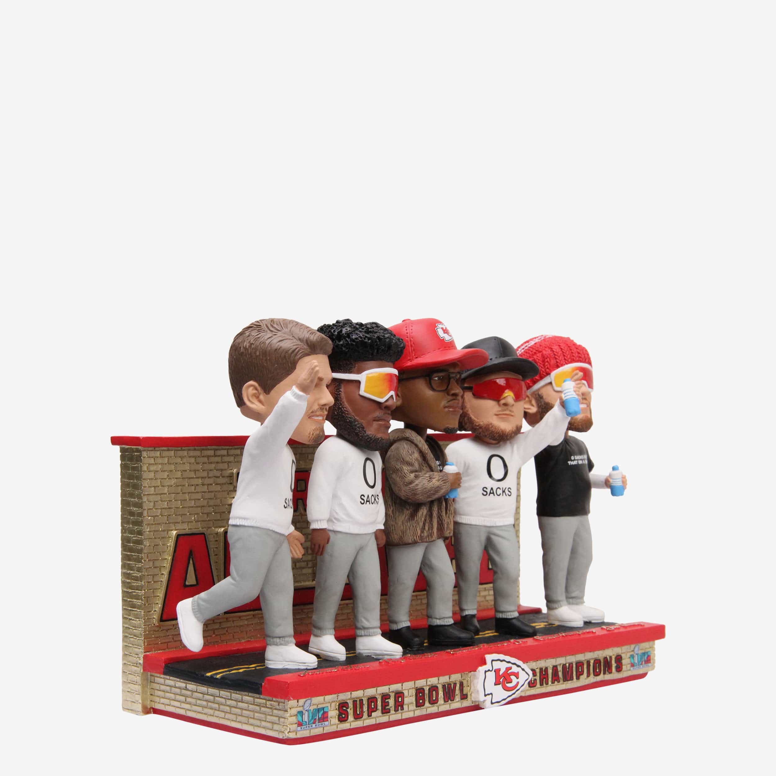 Kansas City Chiefs Super Bowl LVII Champions Offensive Line Zero Sacks Mini Bobblehead Scene - Image 5