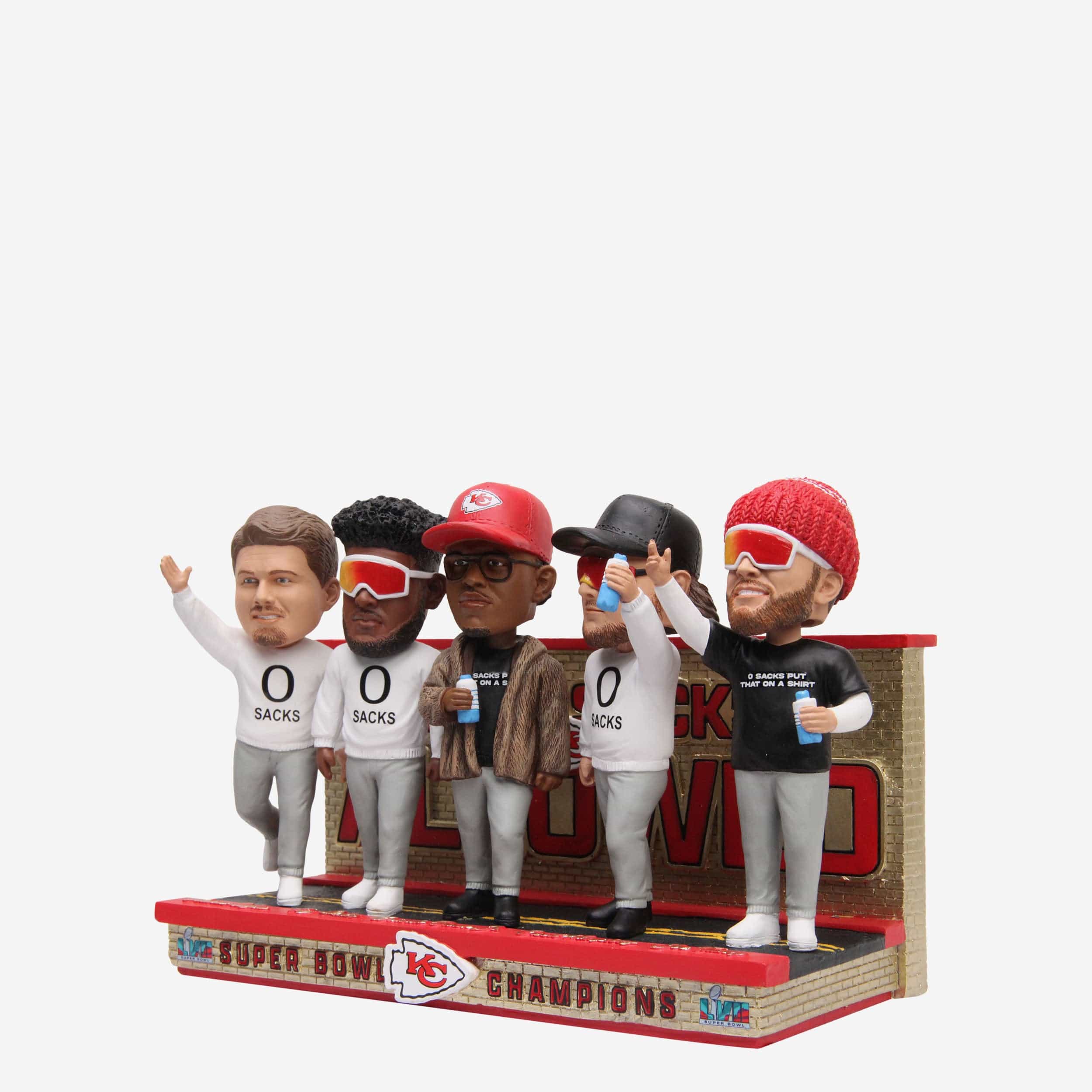 Kansas City Chiefs Super Bowl LVII Champions Offensive Line Zero Sacks Mini Bobblehead Scene - Image 6