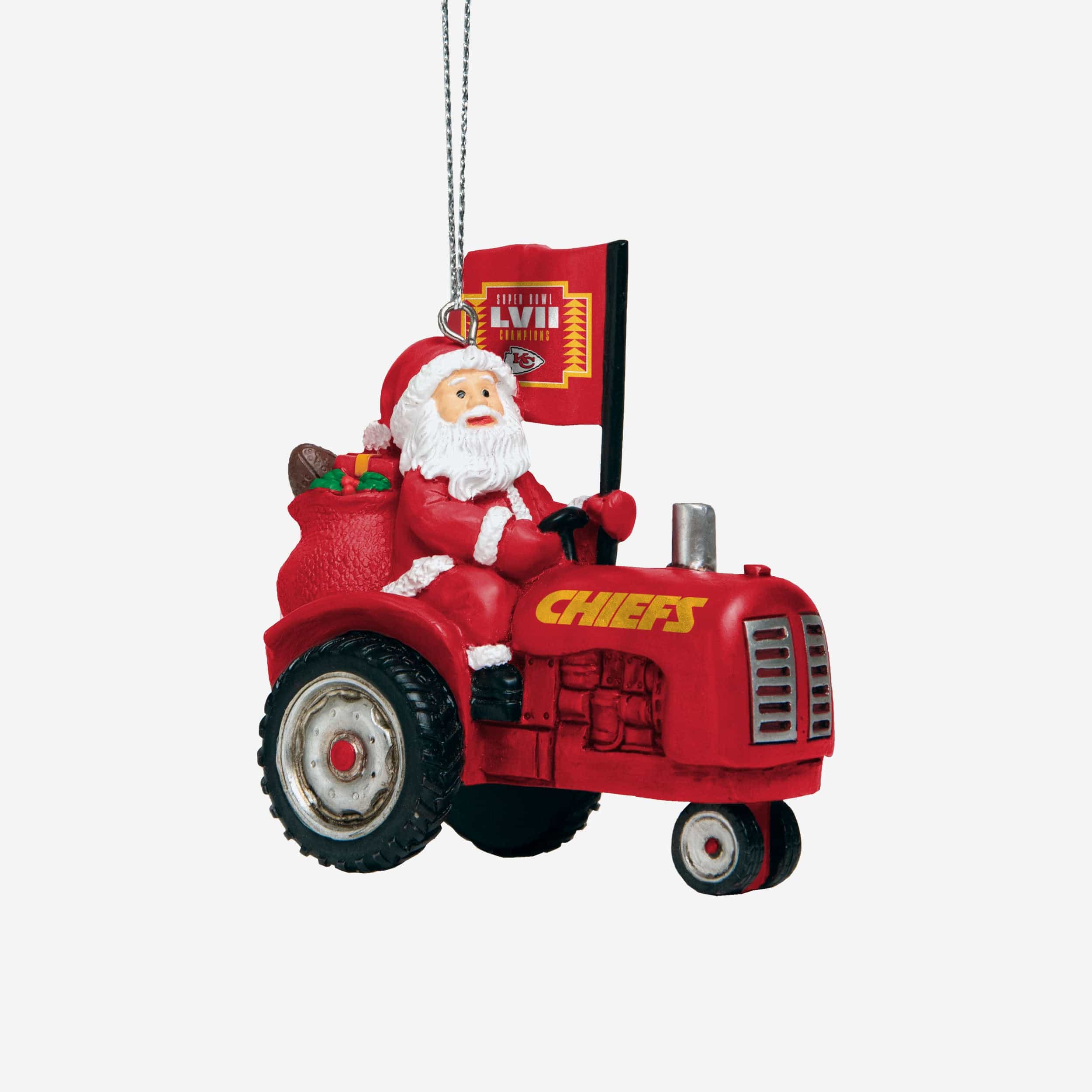 Kansas City Chiefs Super Bowl LVII Champions Santa Riding Tractor Ornament