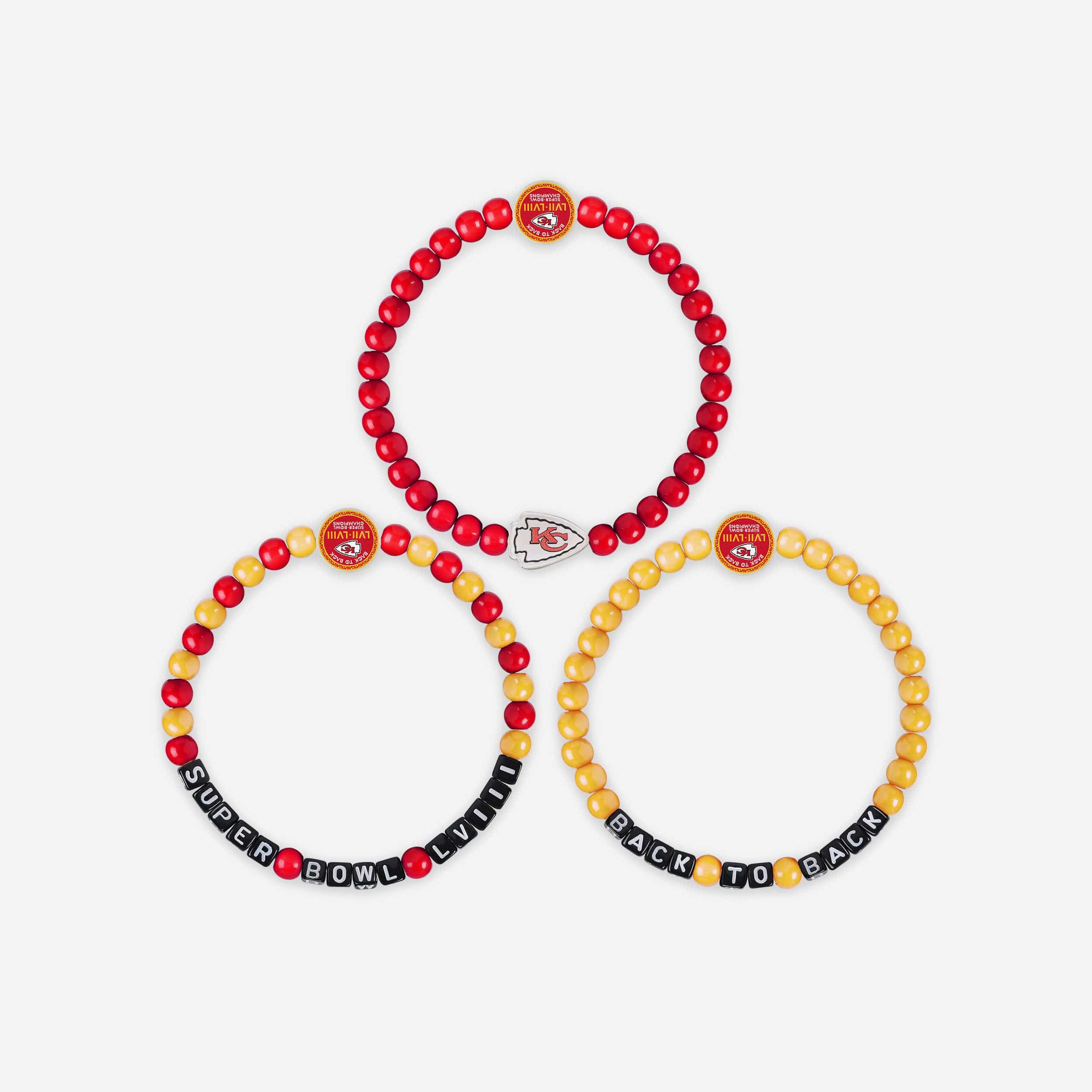 Kansas City Chiefs Super Bowl LVIII Champions 3 Pack Beaded Friendship Bracelet - Image 3