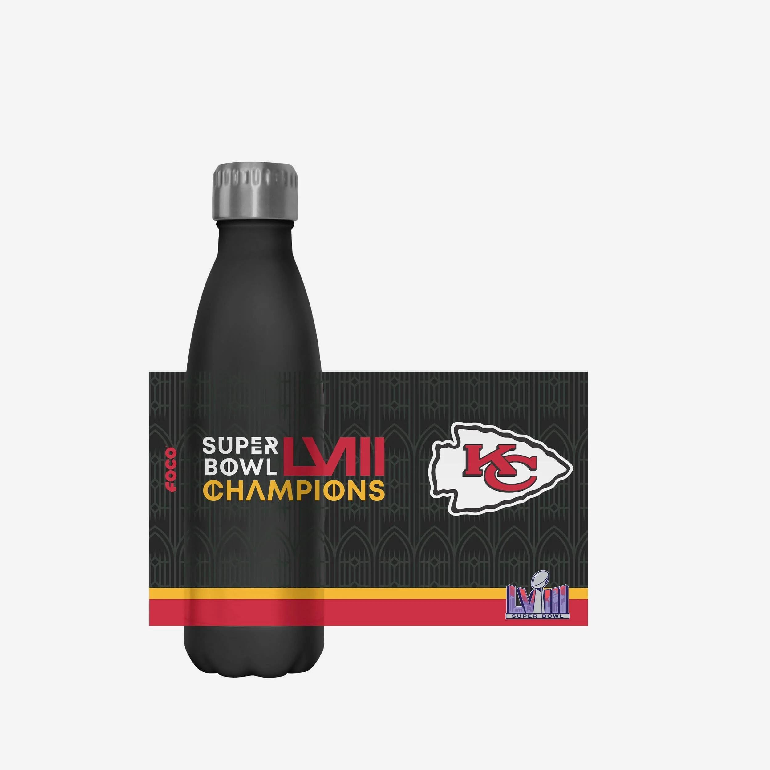 Kansas City Chiefs Super Bowl LVIII Champions Black 17 oz Stainless Steel Bottle - Image 5