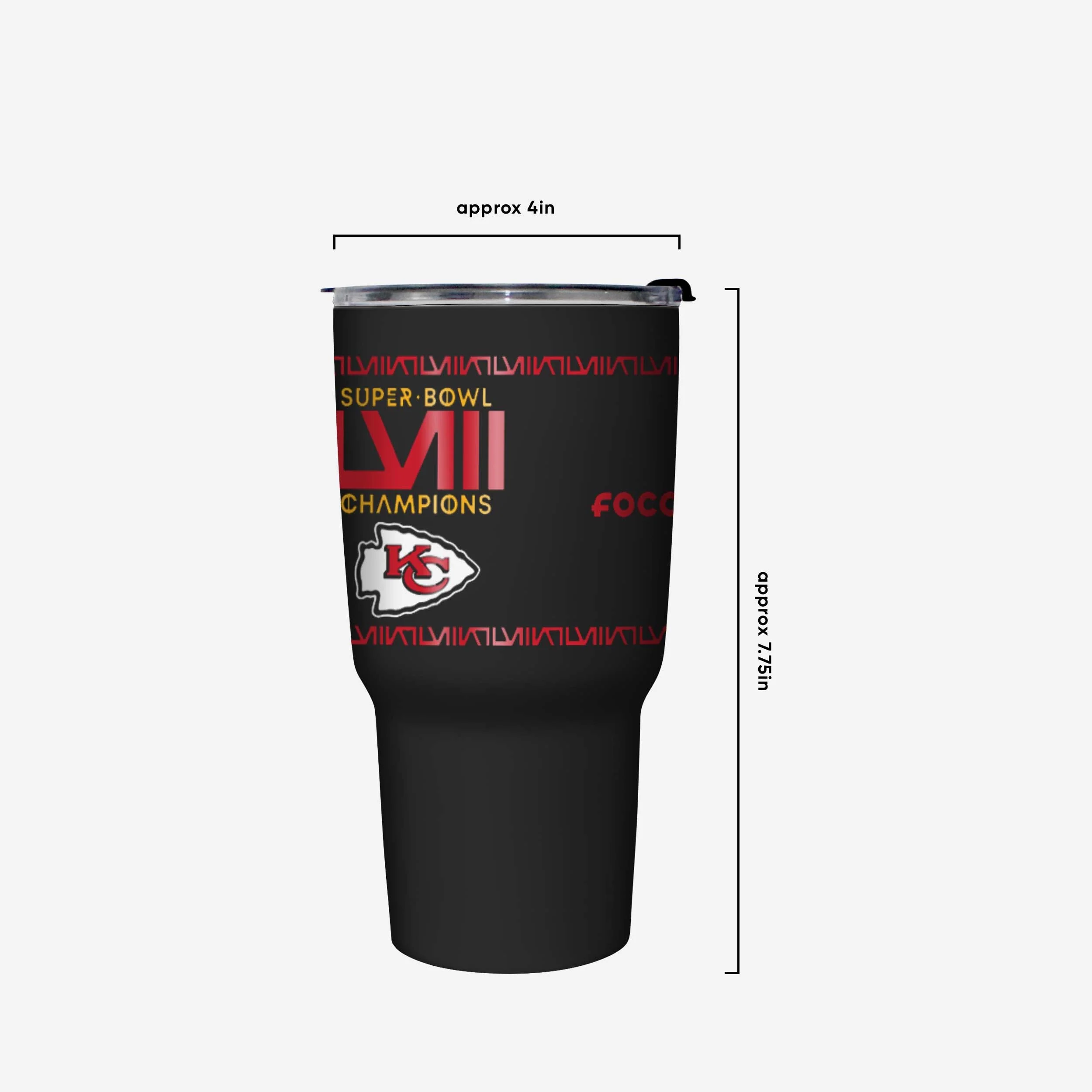 Kansas City Chiefs Super Bowl LVIII Champions Black Diamond 27 oz Stainless Steel Tumbler - Image 4