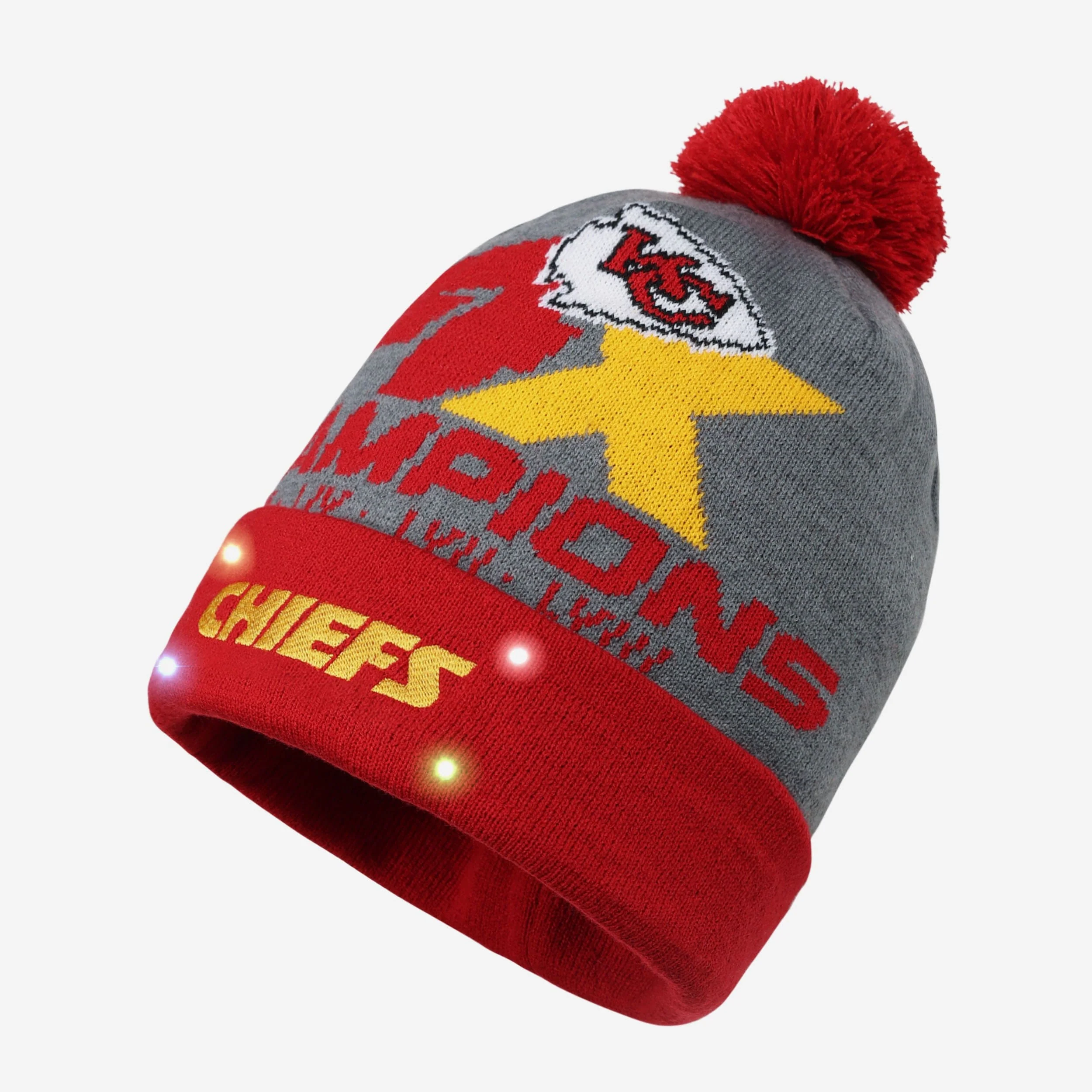 Kansas City Chiefs Super Bowl LVIII Champions Grey Wordmark Beanie
