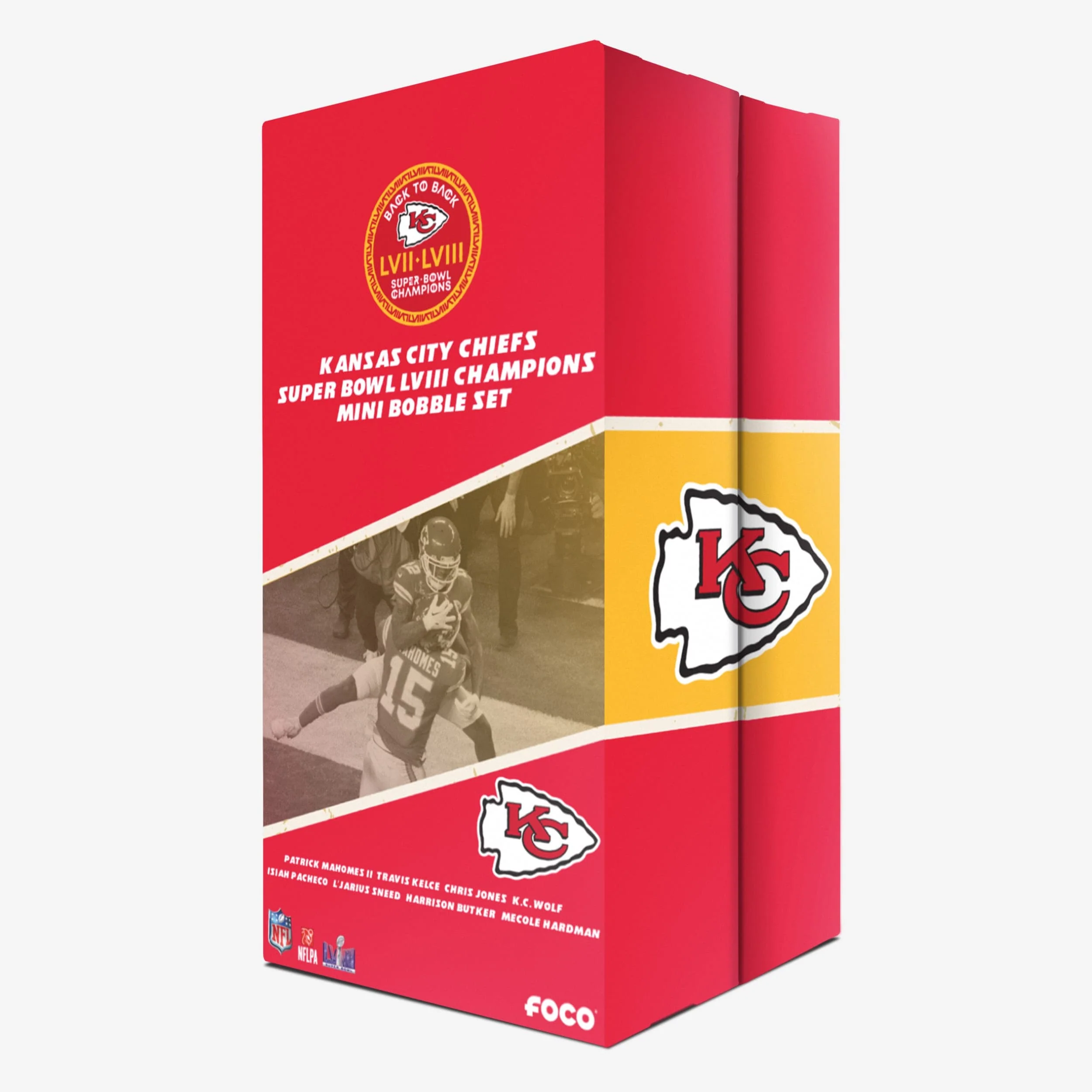 Kansas City Chiefs Super Bowl LVIII Champions Mini Bobblehead Boxed Set - Image 3