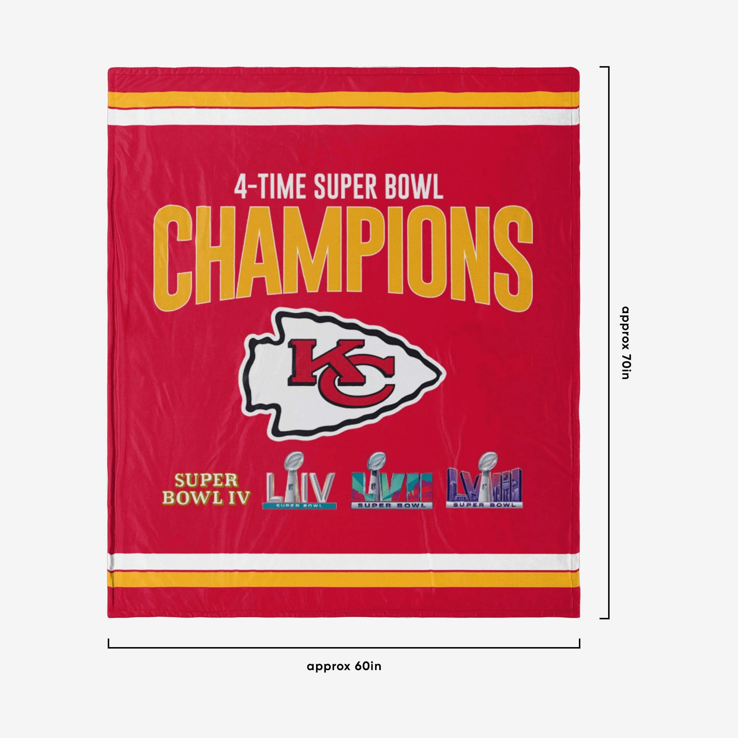 Kansas City Chiefs Super Bowl LVIII Champions Multi-Champ Sherpa Blanket - Image 2