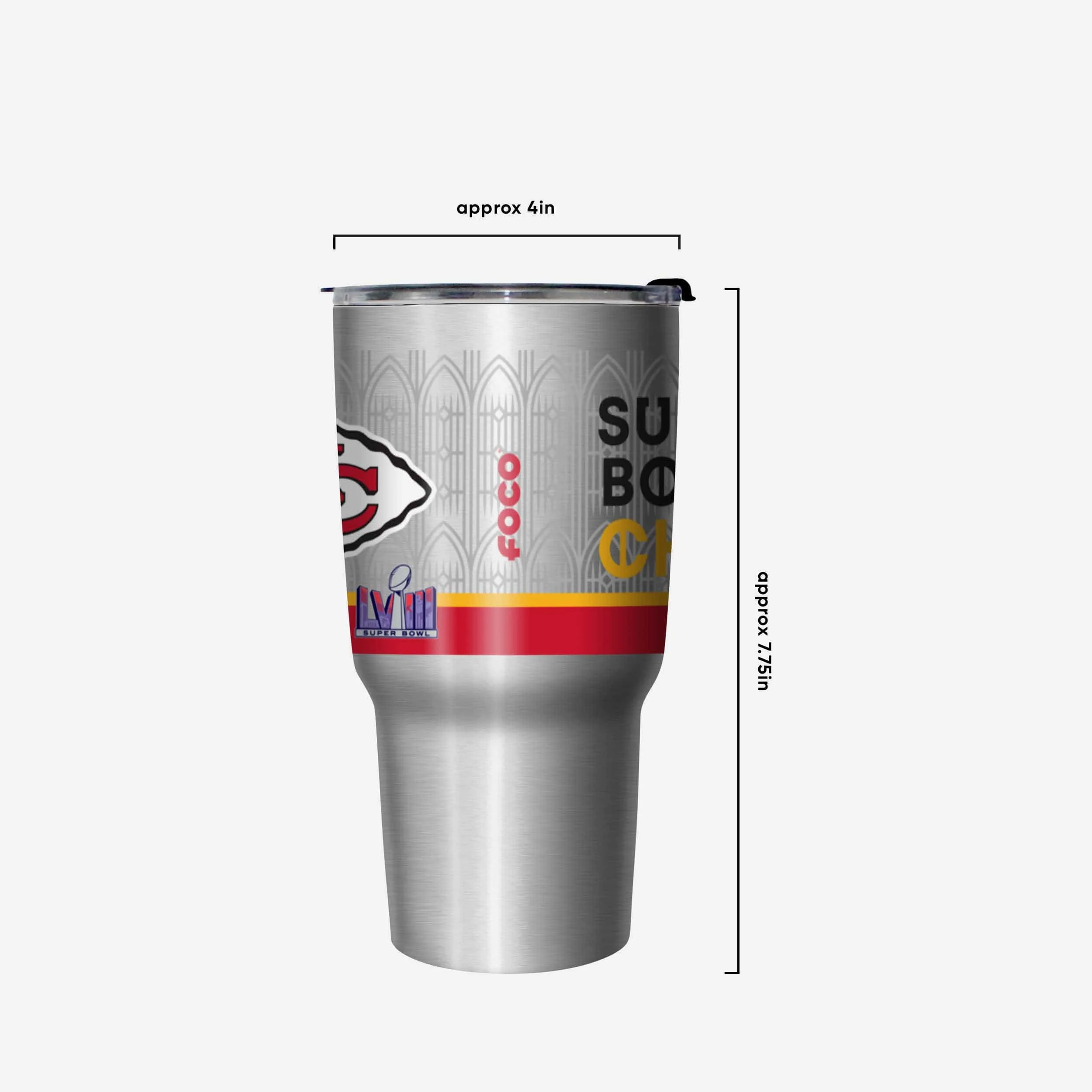 Kansas City Chiefs Super Bowl LVIII Champions Silver 27 oz Stainless Steel Tumbler - Image 4