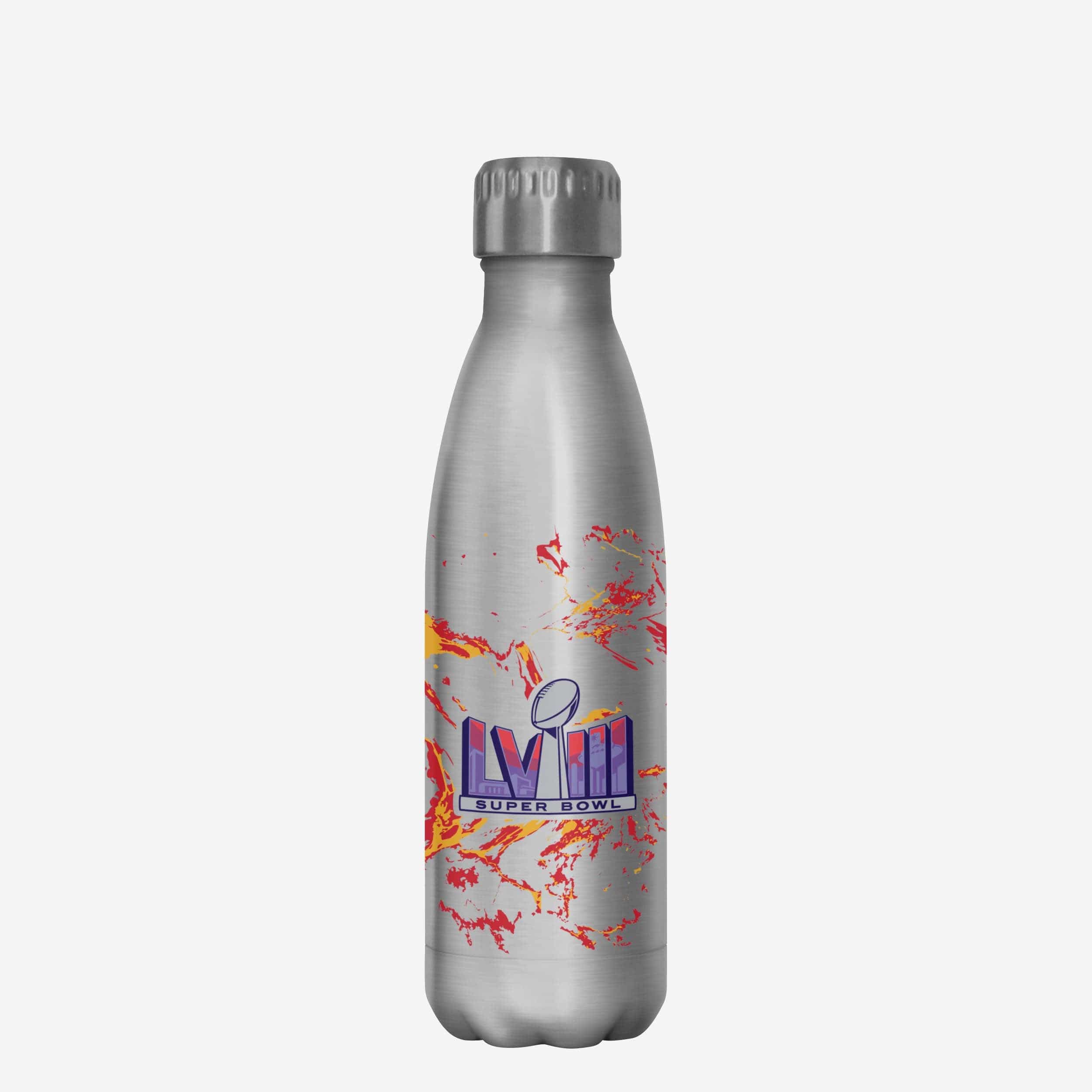 Kansas City Chiefs Super Bowl LVIII Champions Silver Marble 17 oz Stainless Steel Bottle - Image 2