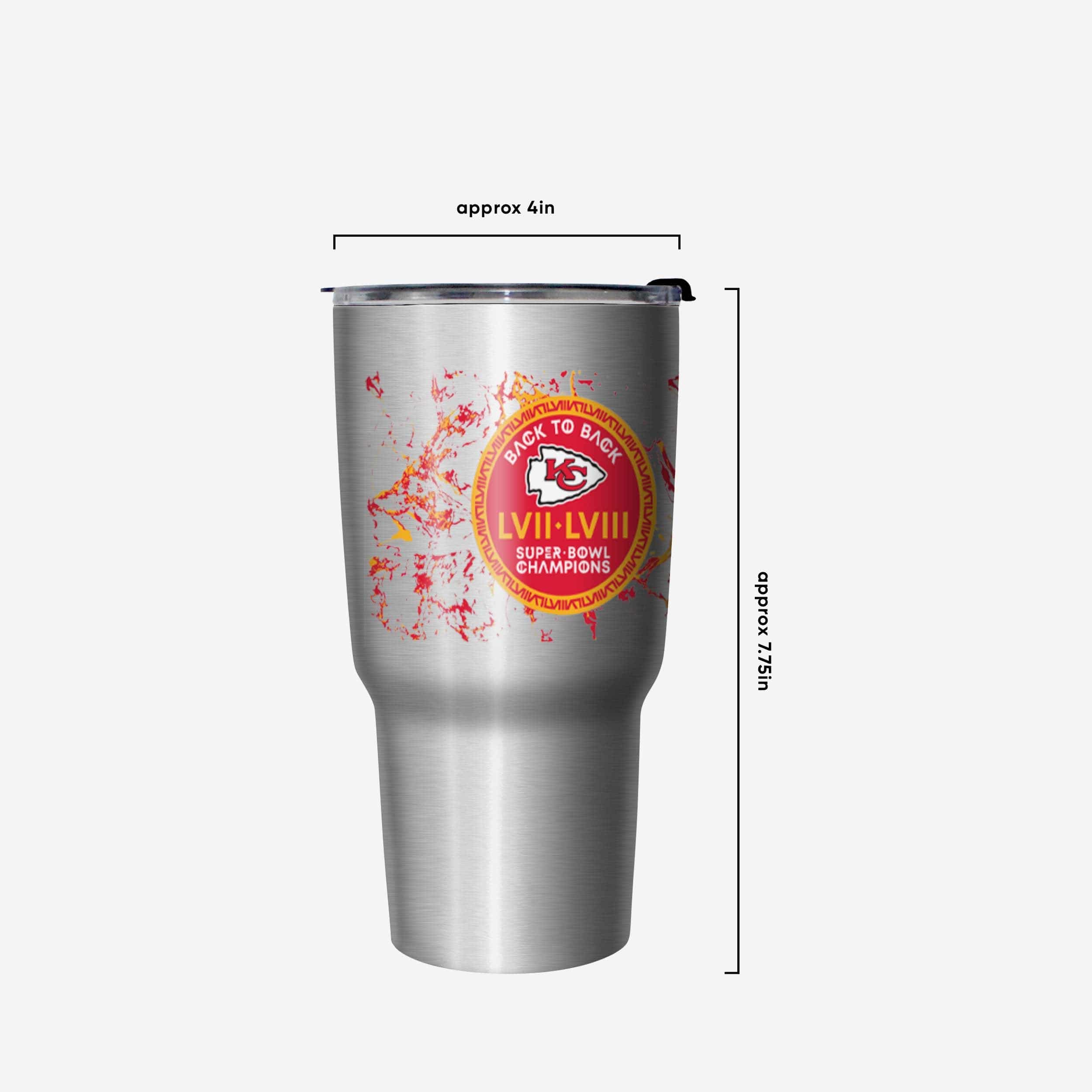 Kansas City Chiefs Super Bowl LVIII Champions Silver Marble 27 oz Stainless Steel Tumbler - Image 4