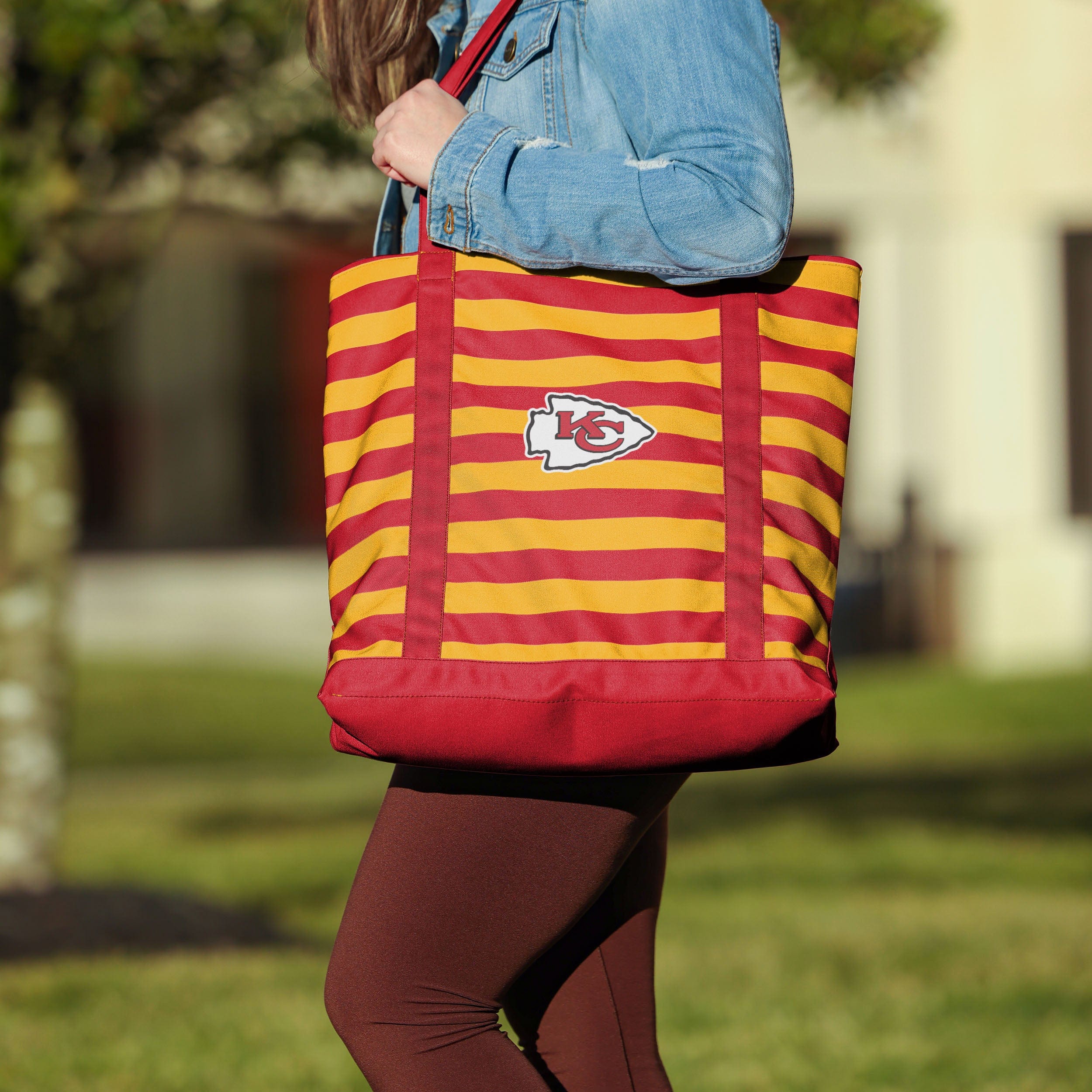 Kansas City Chiefs Team Stripe Canvas Tote Bag - Image 3
