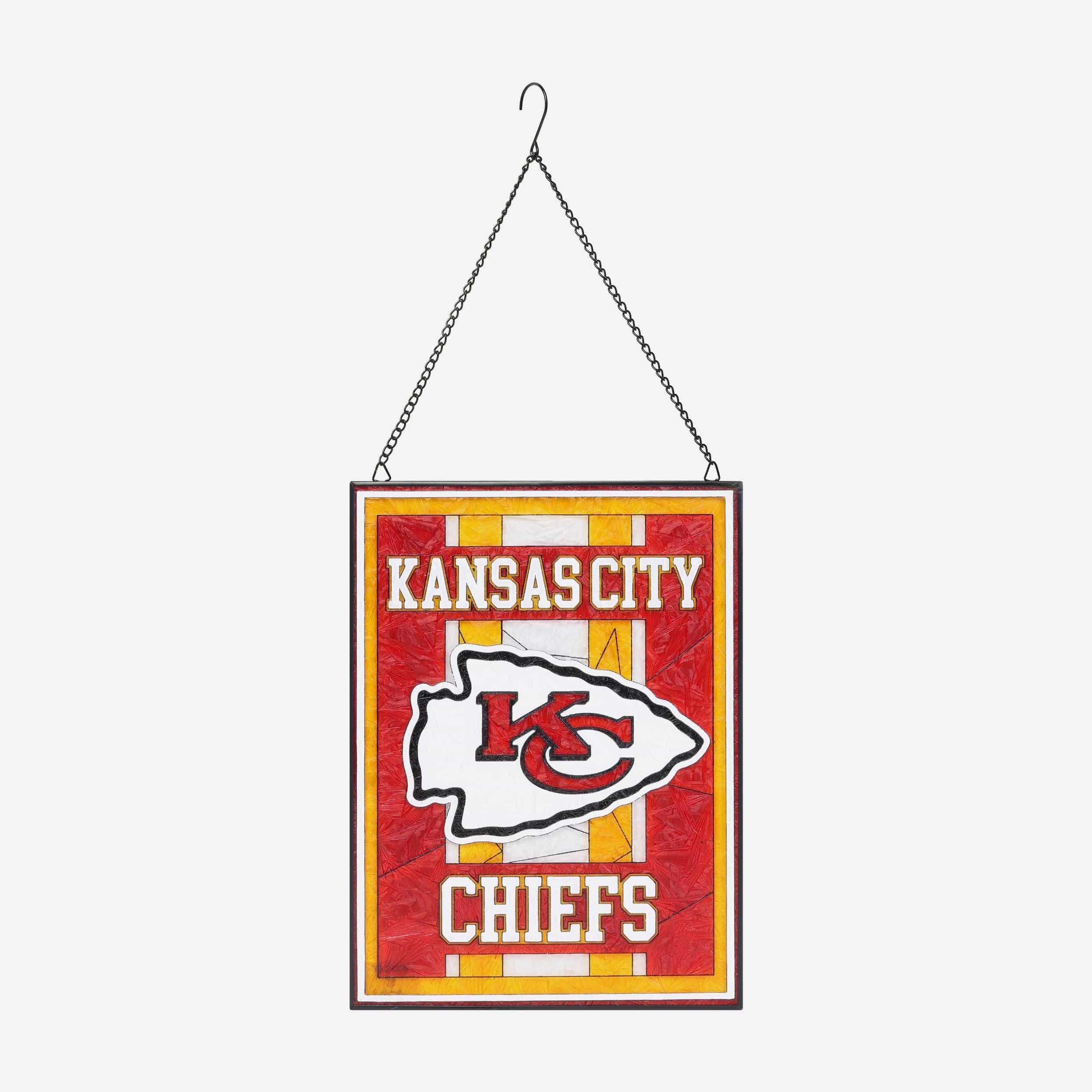 Kansas City Chiefs Team Stripe Stain Glass Sign