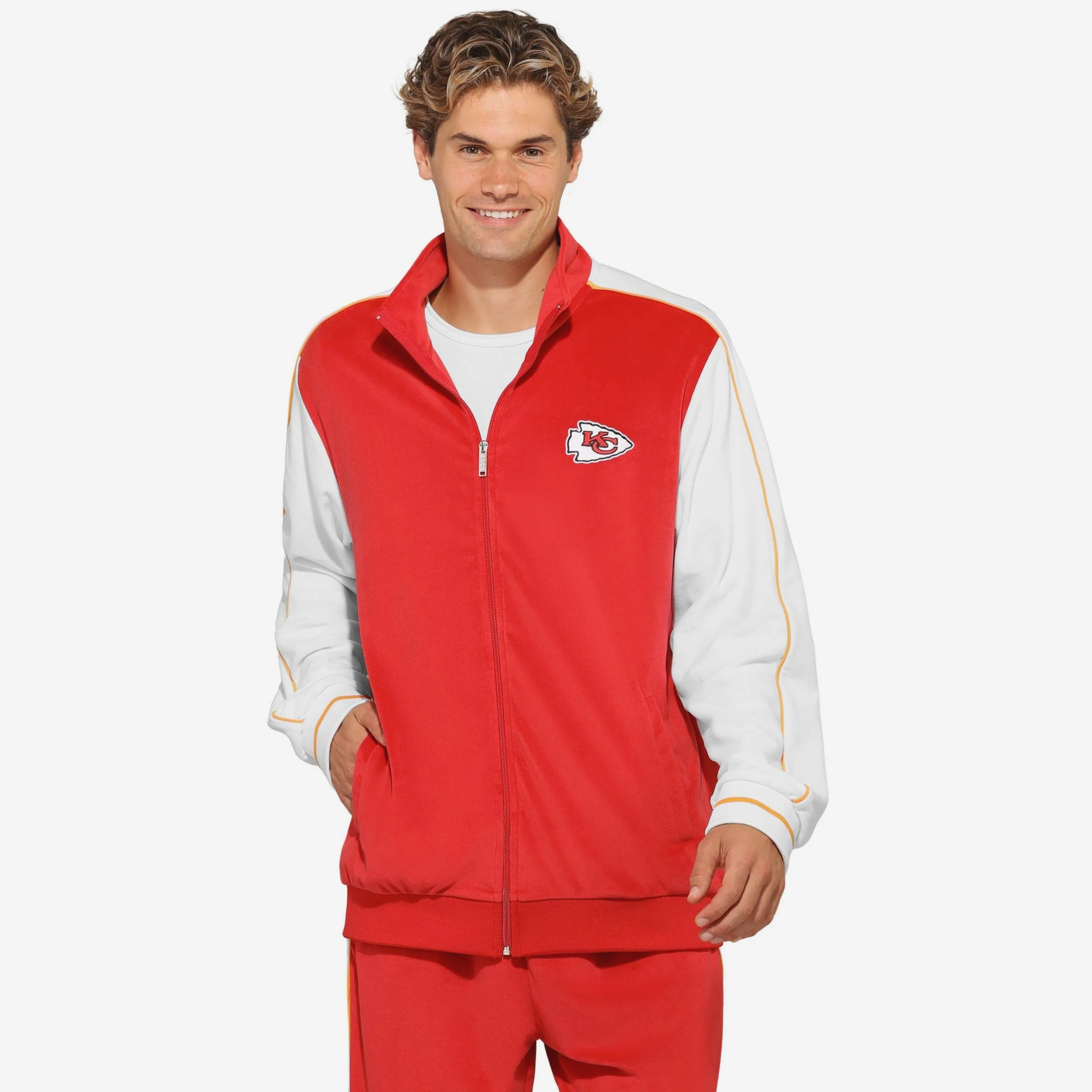 Kansas City Chiefs Two Tone Velour Zip Up Top
