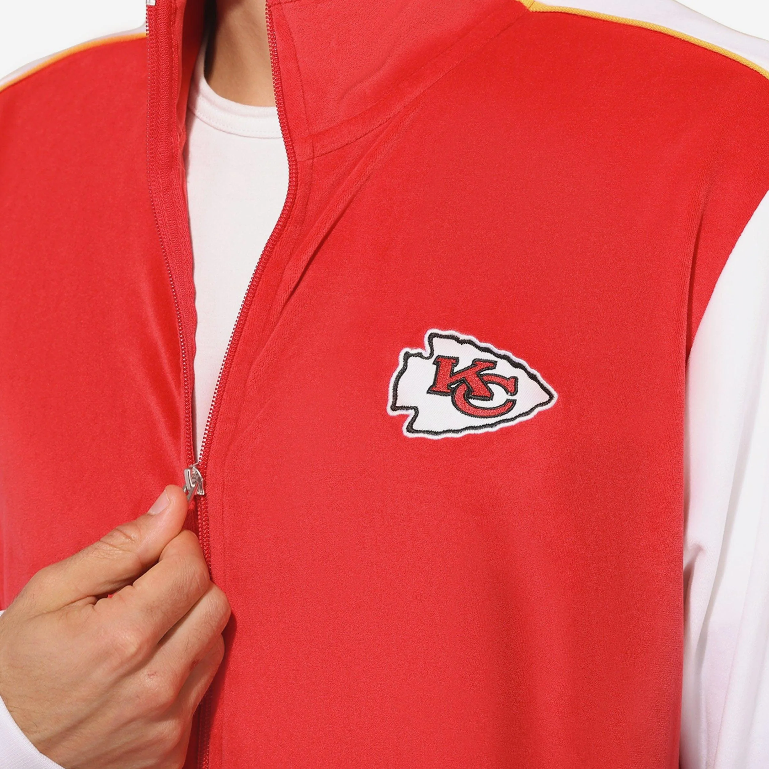 Kansas City Chiefs Two Tone Velour Zip Up Top - Image 3