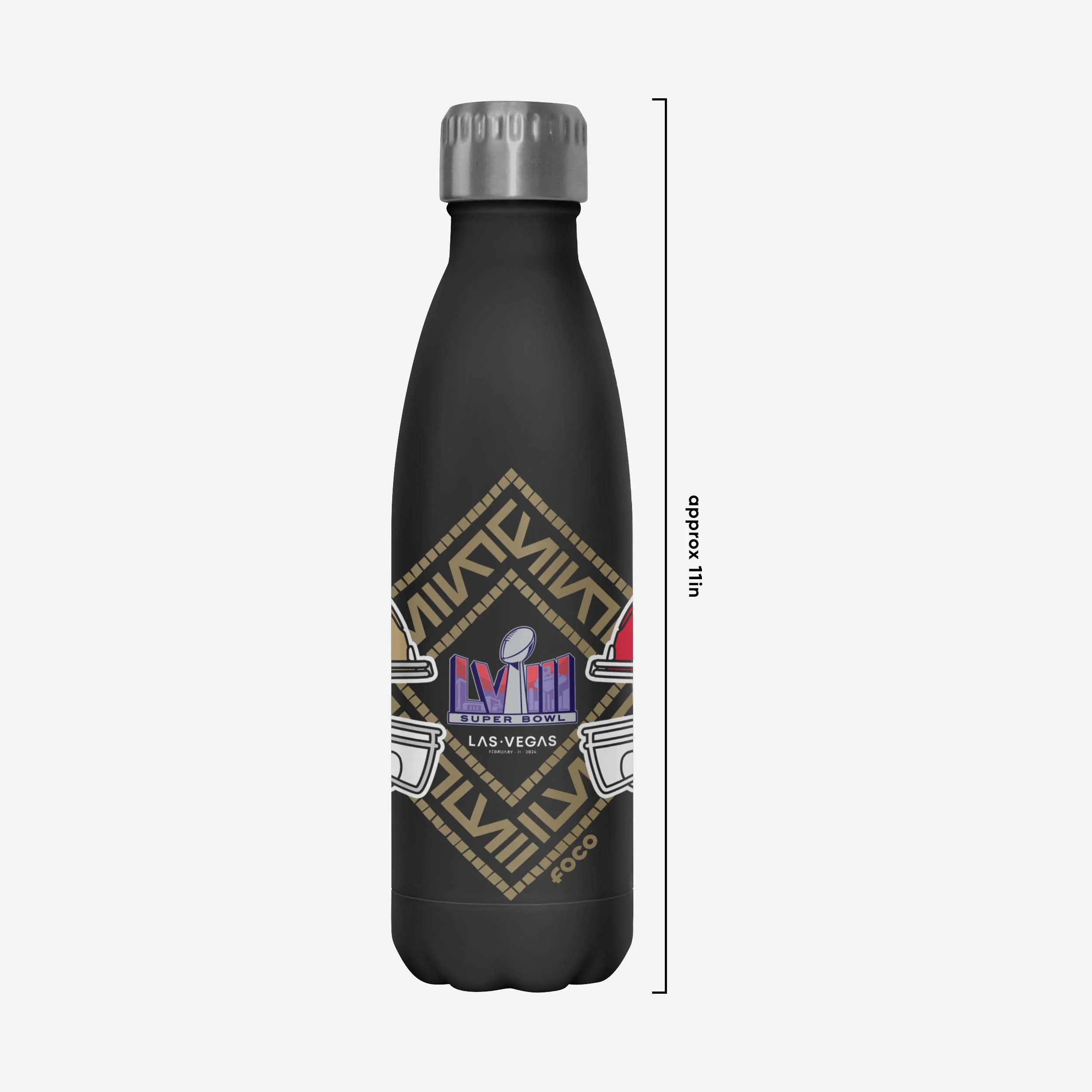 Kansas City Chiefs vs San Francisco 49ers Super Bowl LVIII Black 17 oz Stainless Steel Bottle - Image 3
