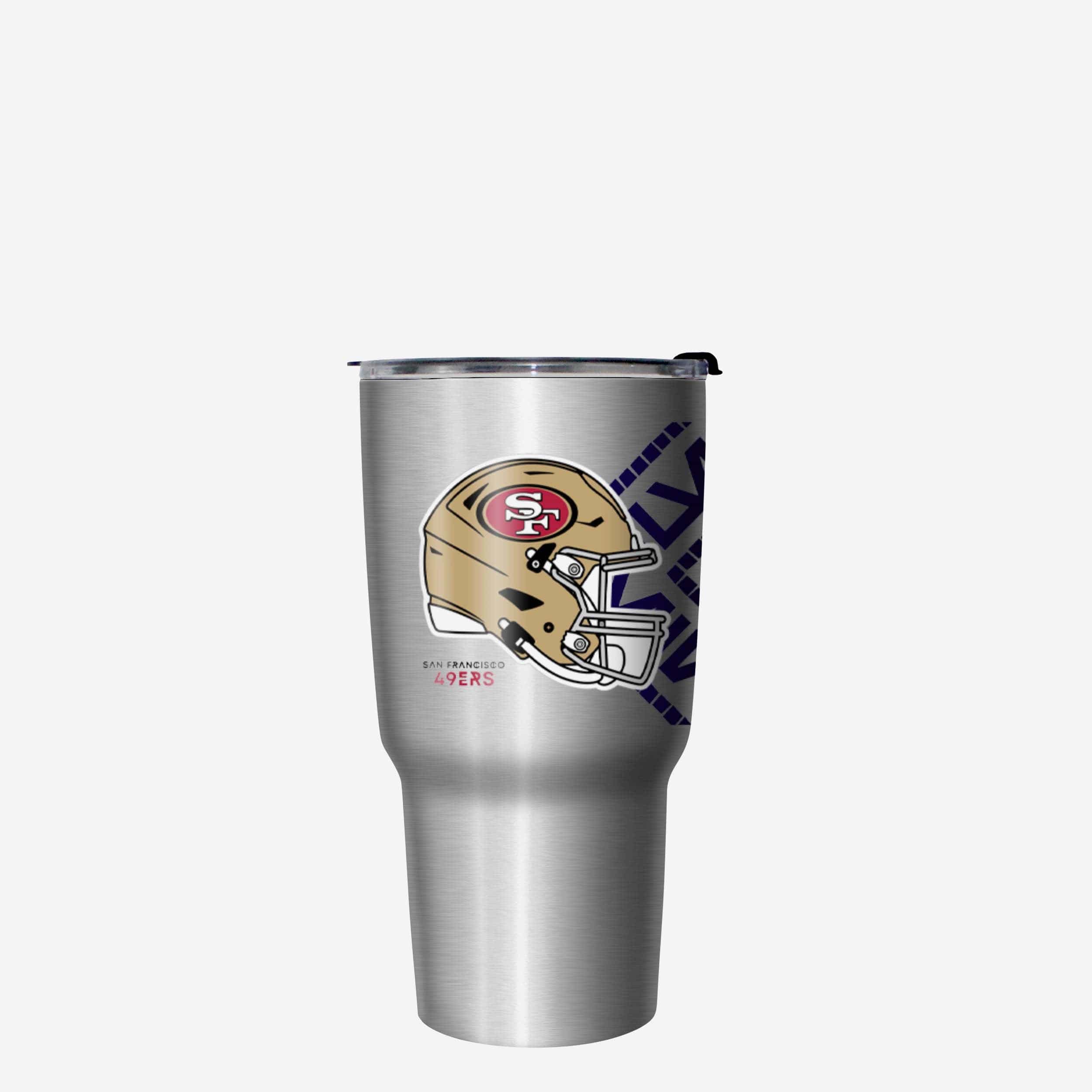Kansas City Chiefs vs San Francisco 49ers Super Bowl LVIII Silver 27 oz Stainless Steel Tumbler - Image 3