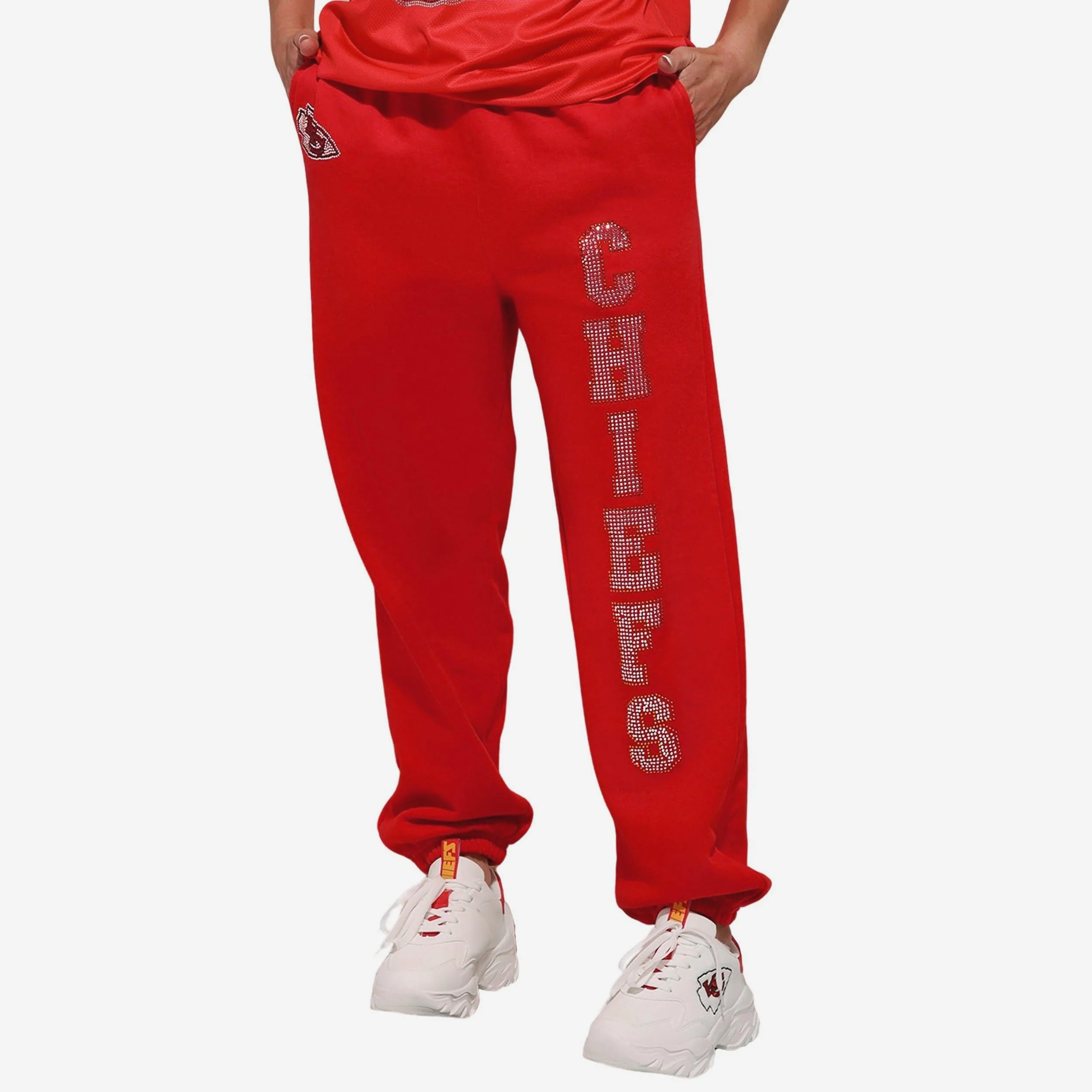 Kansas City Chiefs Womens Big Wordmark Rhinestone Sweatpants