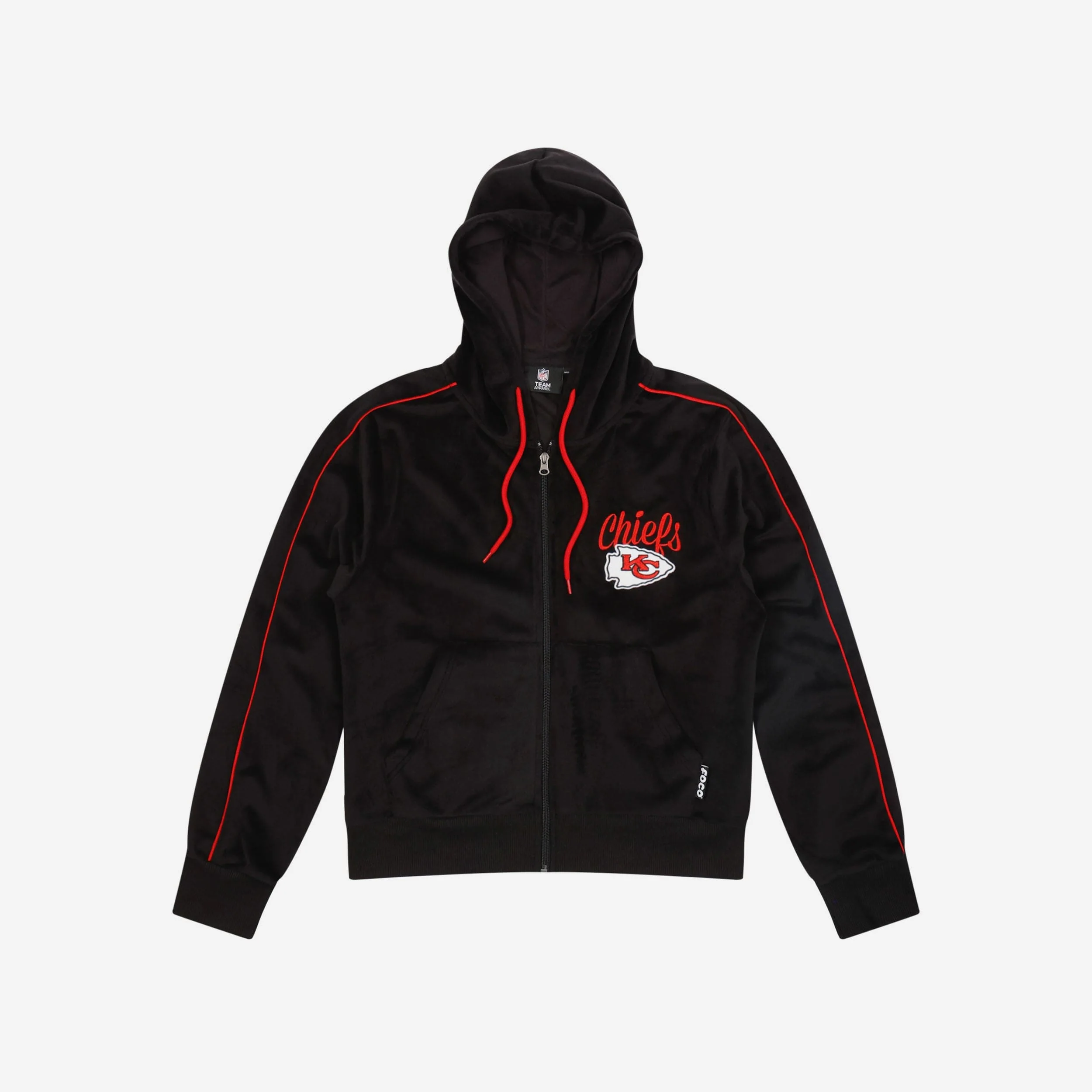 Kansas City Chiefs Womens Black Velour Zip Up Top - Image 4