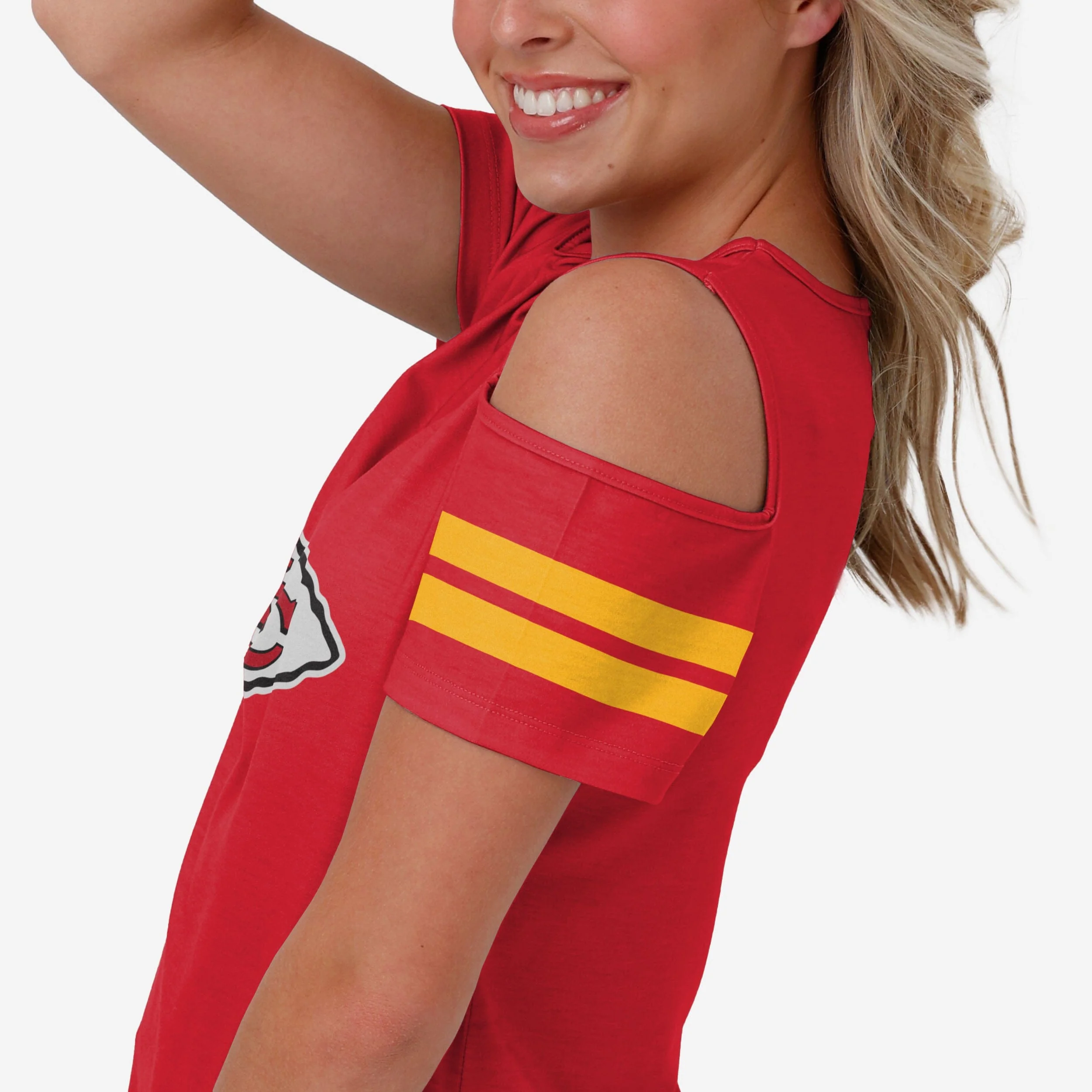 Kansas City Chiefs Womens Cold Shoulder T-Shirt - Image 3