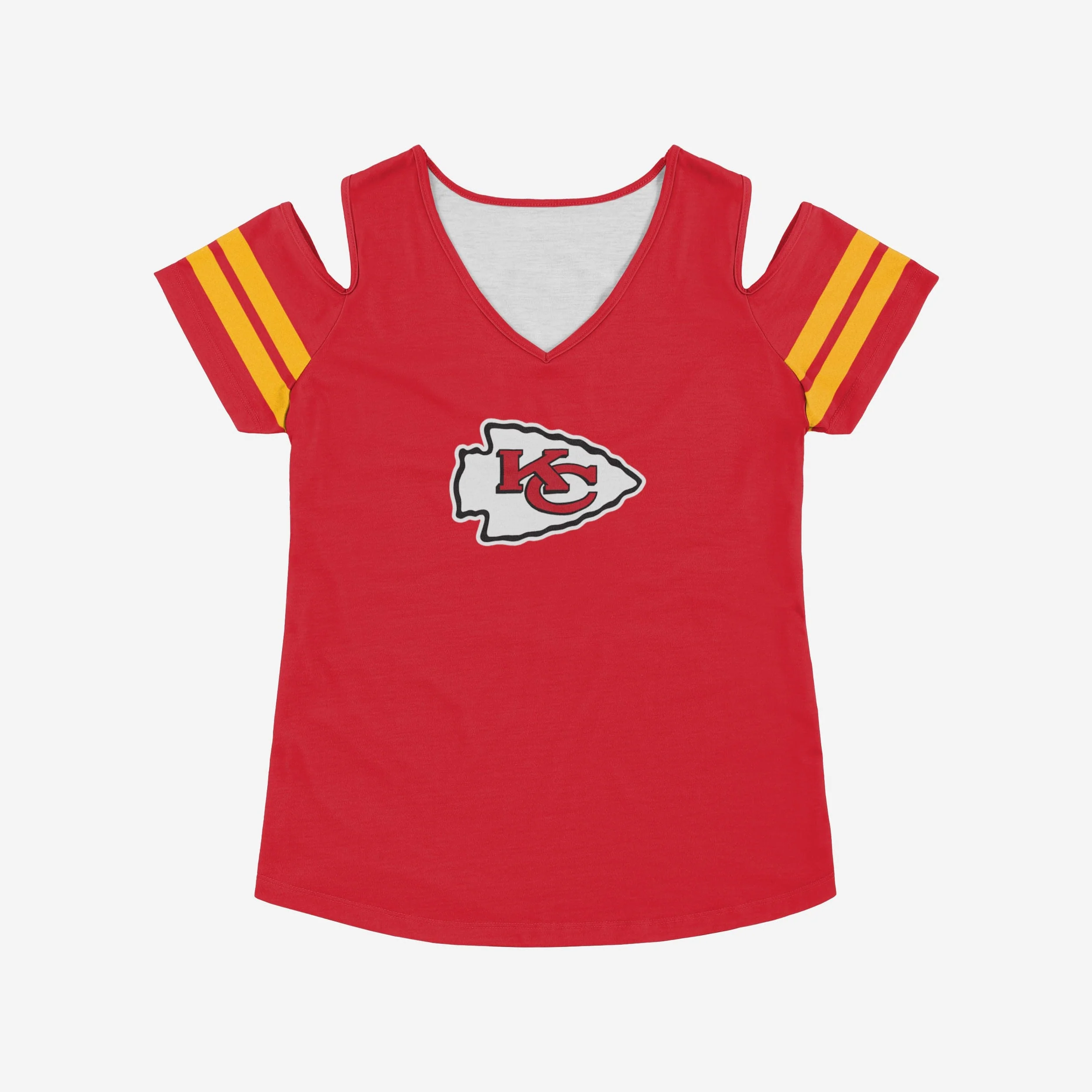 Kansas City Chiefs Womens Cold Shoulder T-Shirt - Image 4