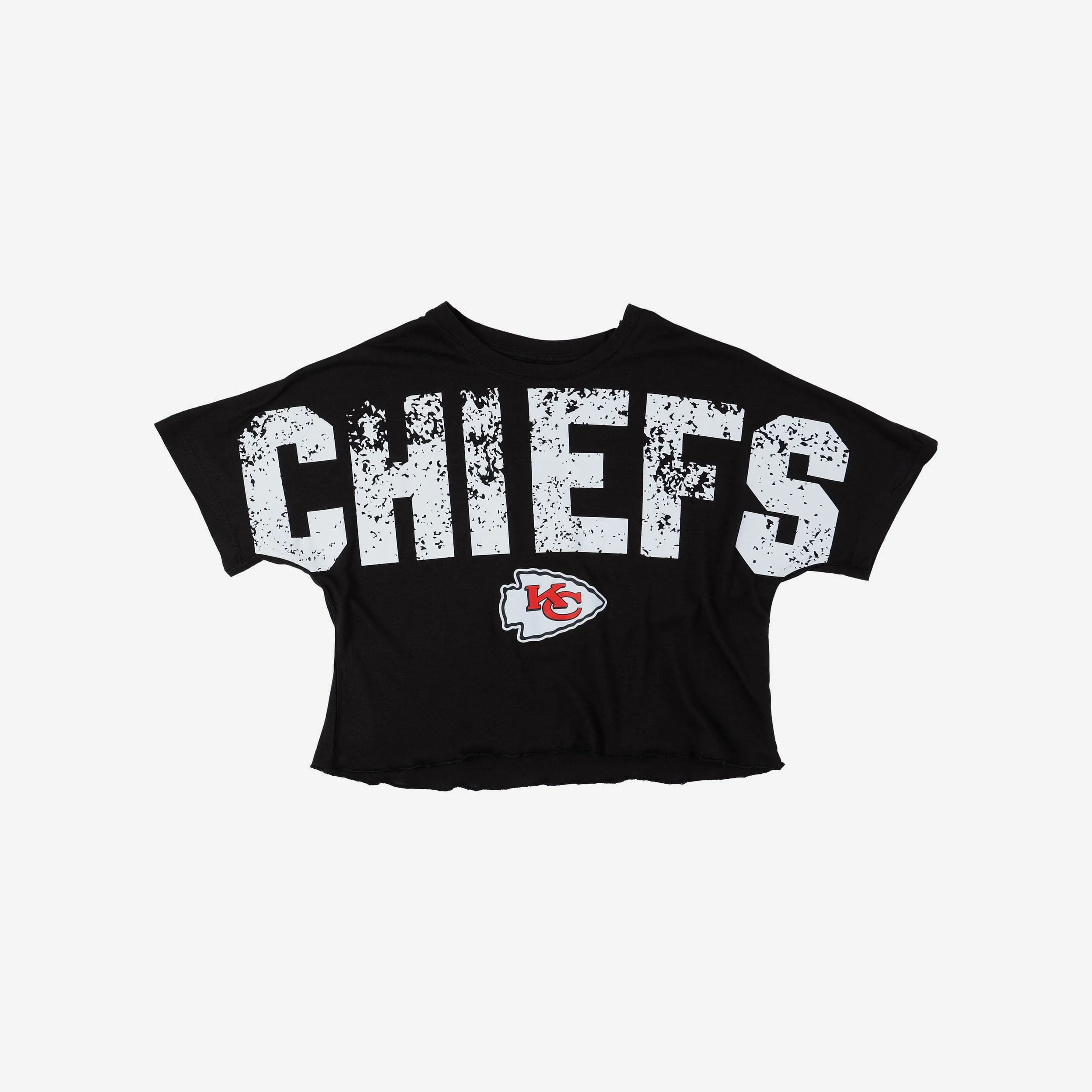 Kansas City Chiefs Womens Distressed Wordmark Crop Top - Image 3