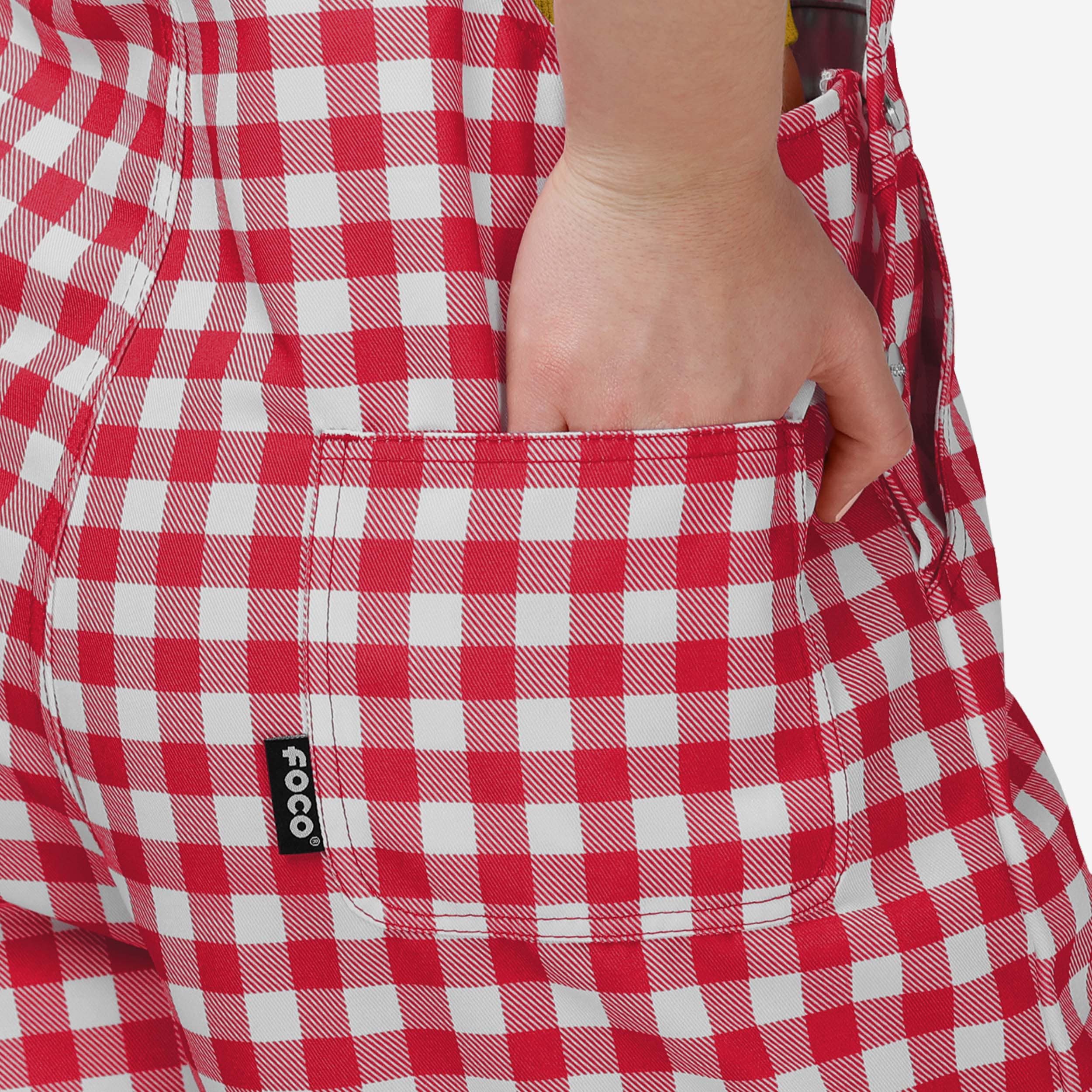 Kansas City Chiefs Womens Gingham Check Bib Shortalls - Image 5