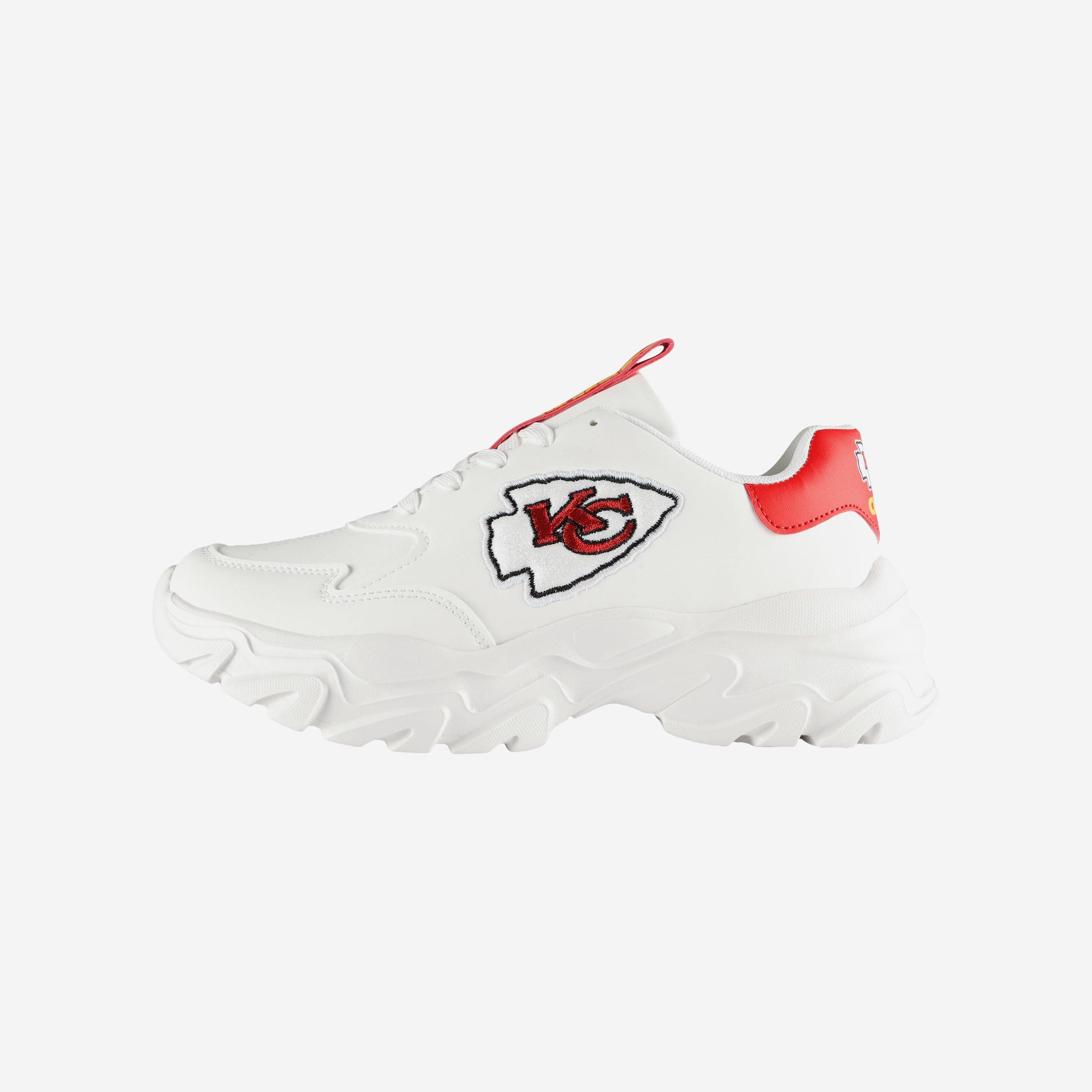 Kansas City Chiefs Womens Glitter Big Logo Vintage White Chunky Sneaker