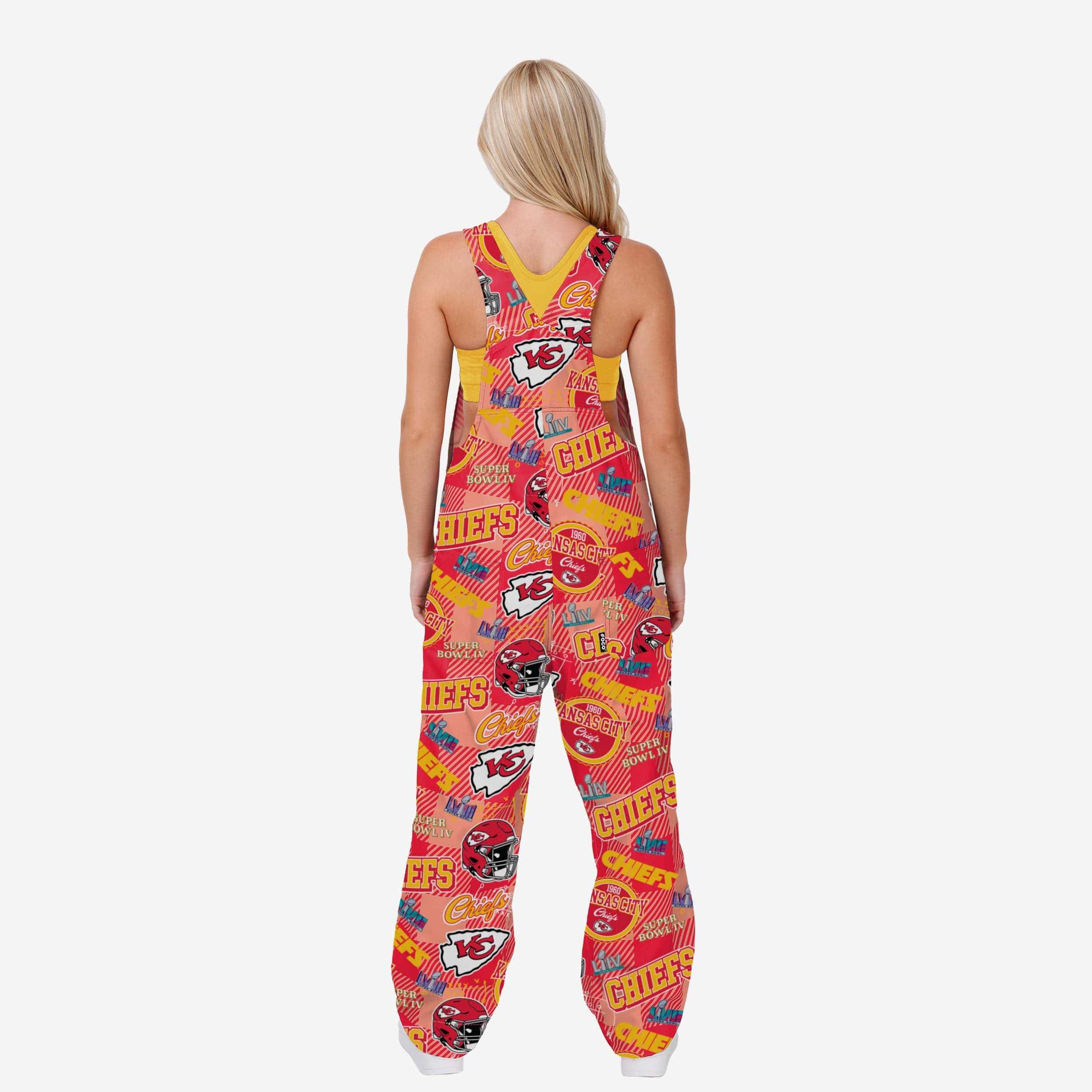 Kansas City Chiefs Womens Historic Print Bib Overalls - Image 2