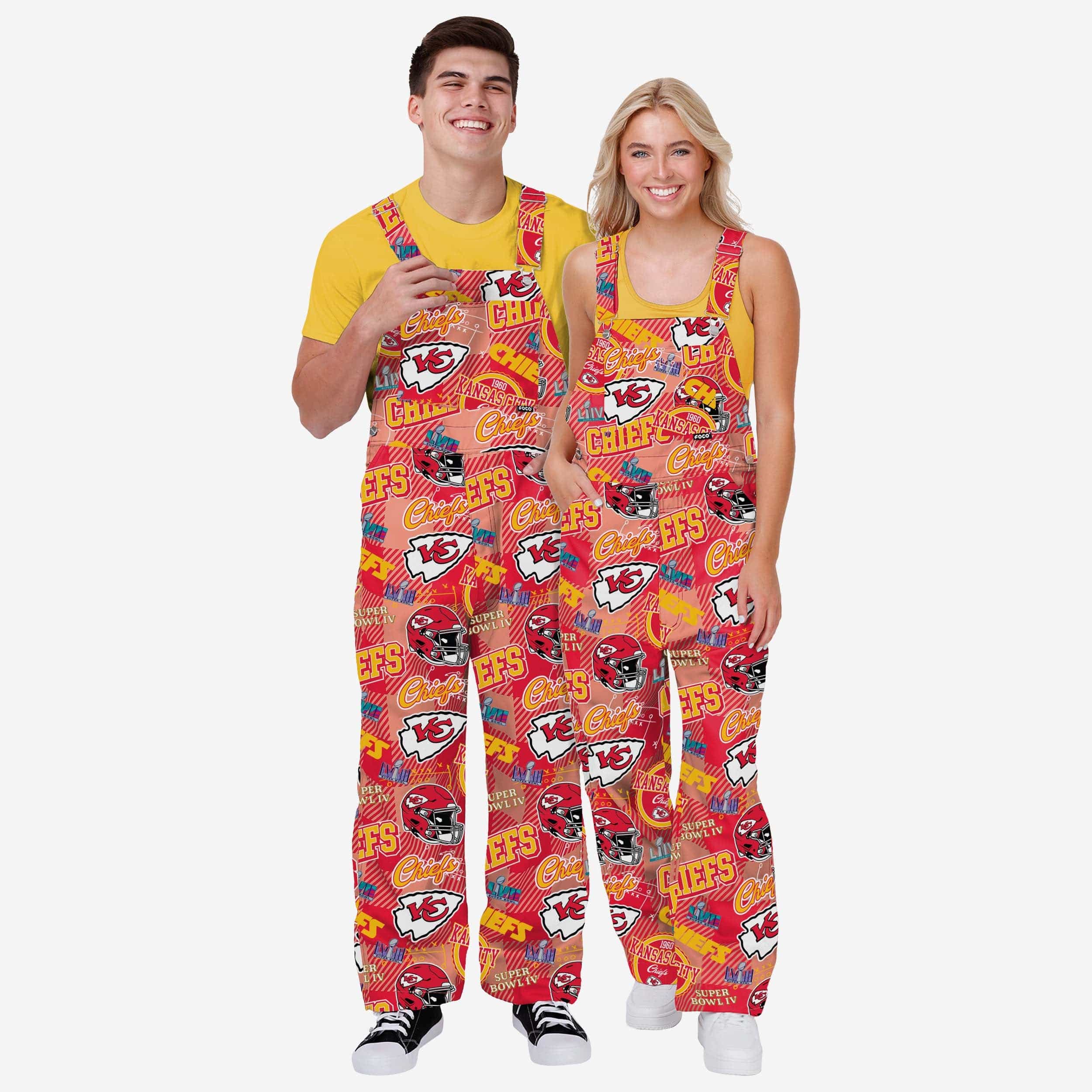 Kansas City Chiefs Womens Historic Print Bib Overalls - Image 3