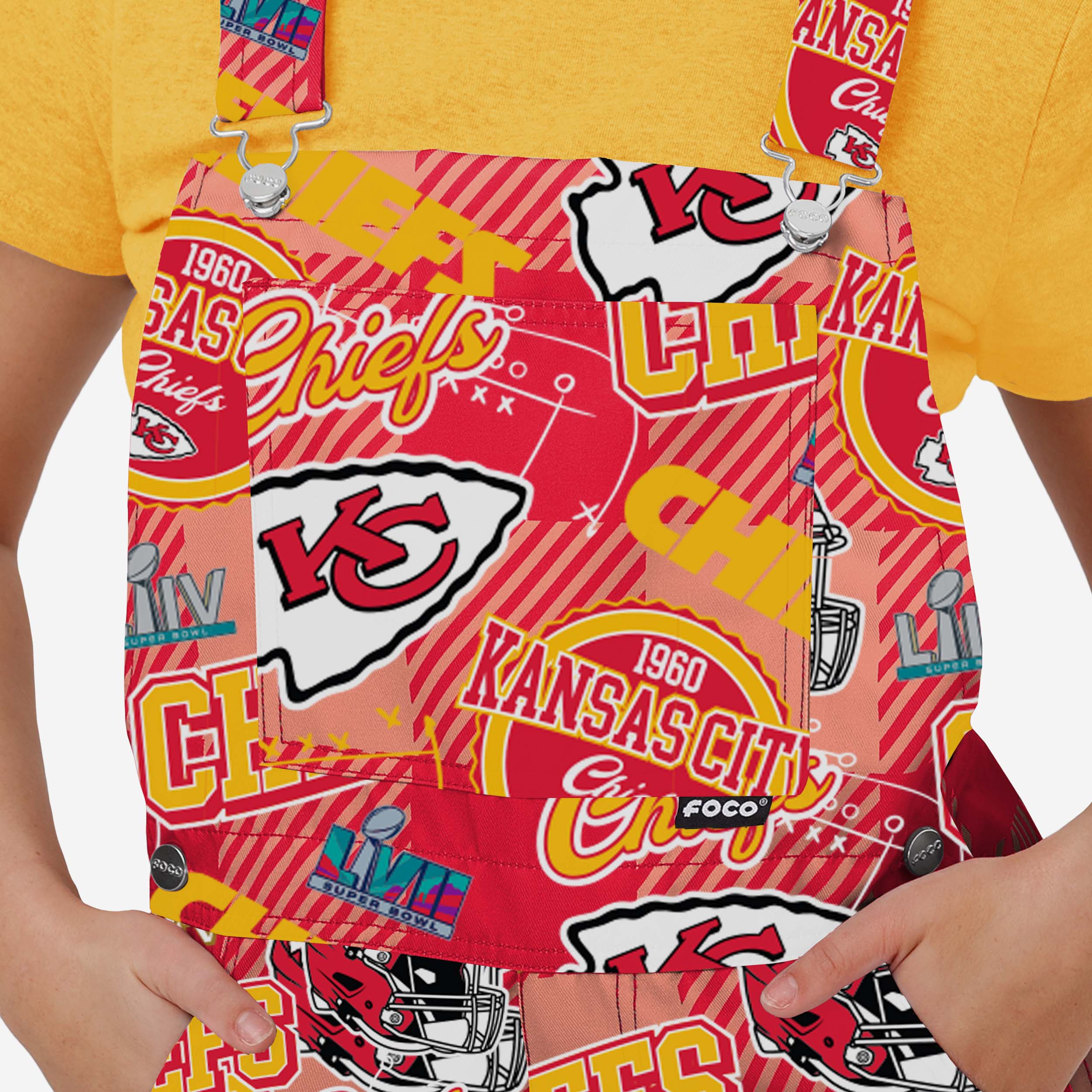 Kansas City Chiefs Womens Historic Print Bib Overalls - Image 4