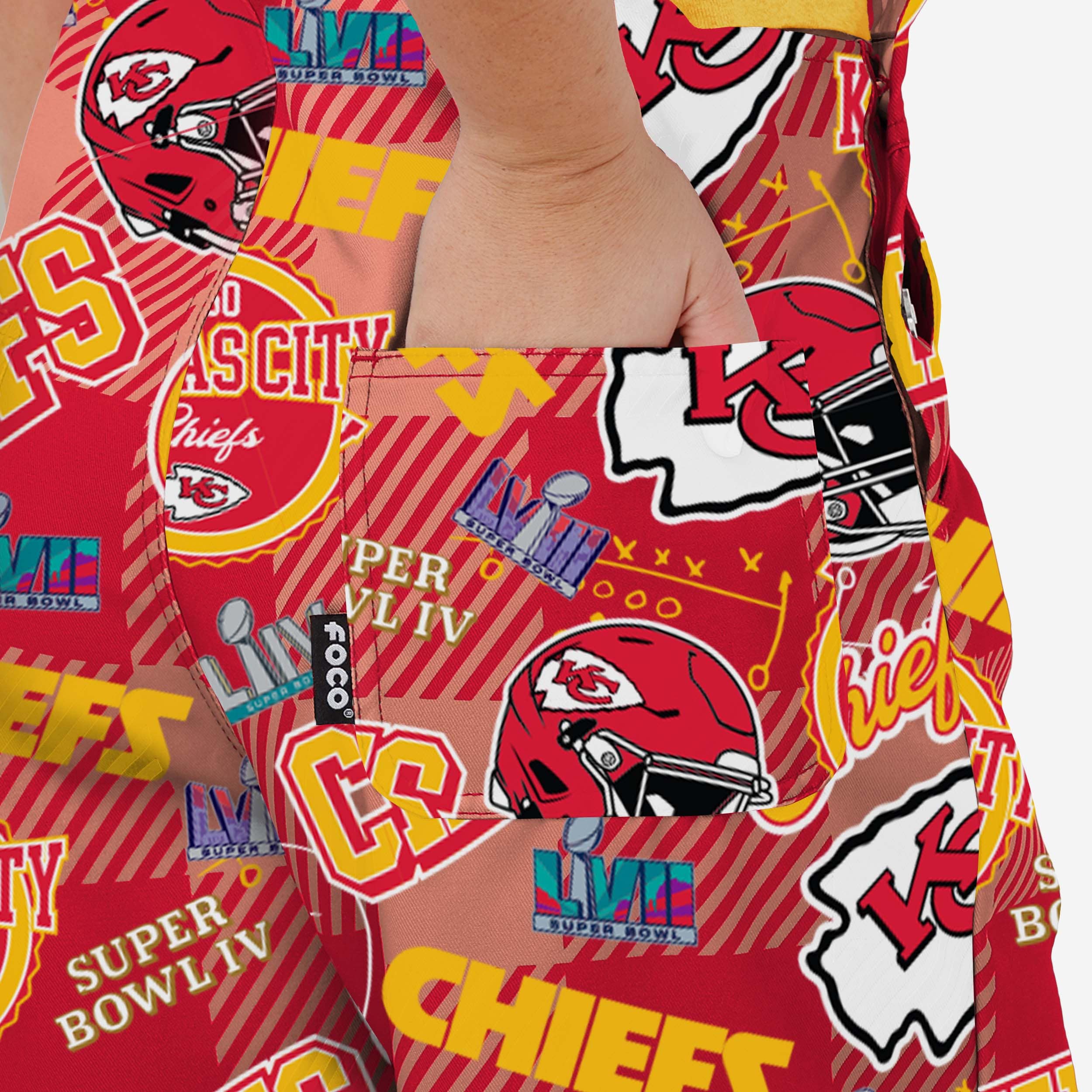 Kansas City Chiefs Womens Historic Print Bib Overalls - Image 6