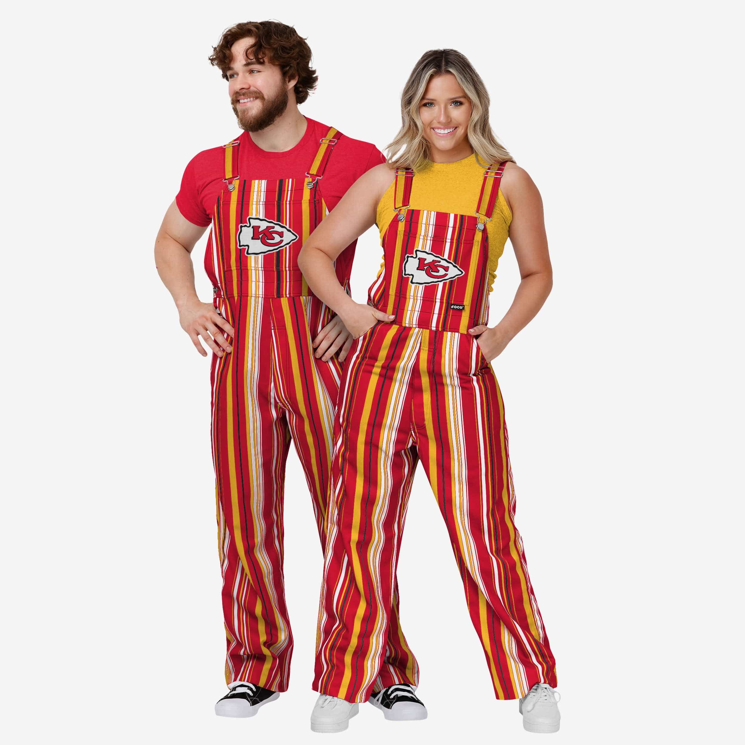 Kansas City Chiefs Womens Hyper Stripe Bib Overalls - Image 3