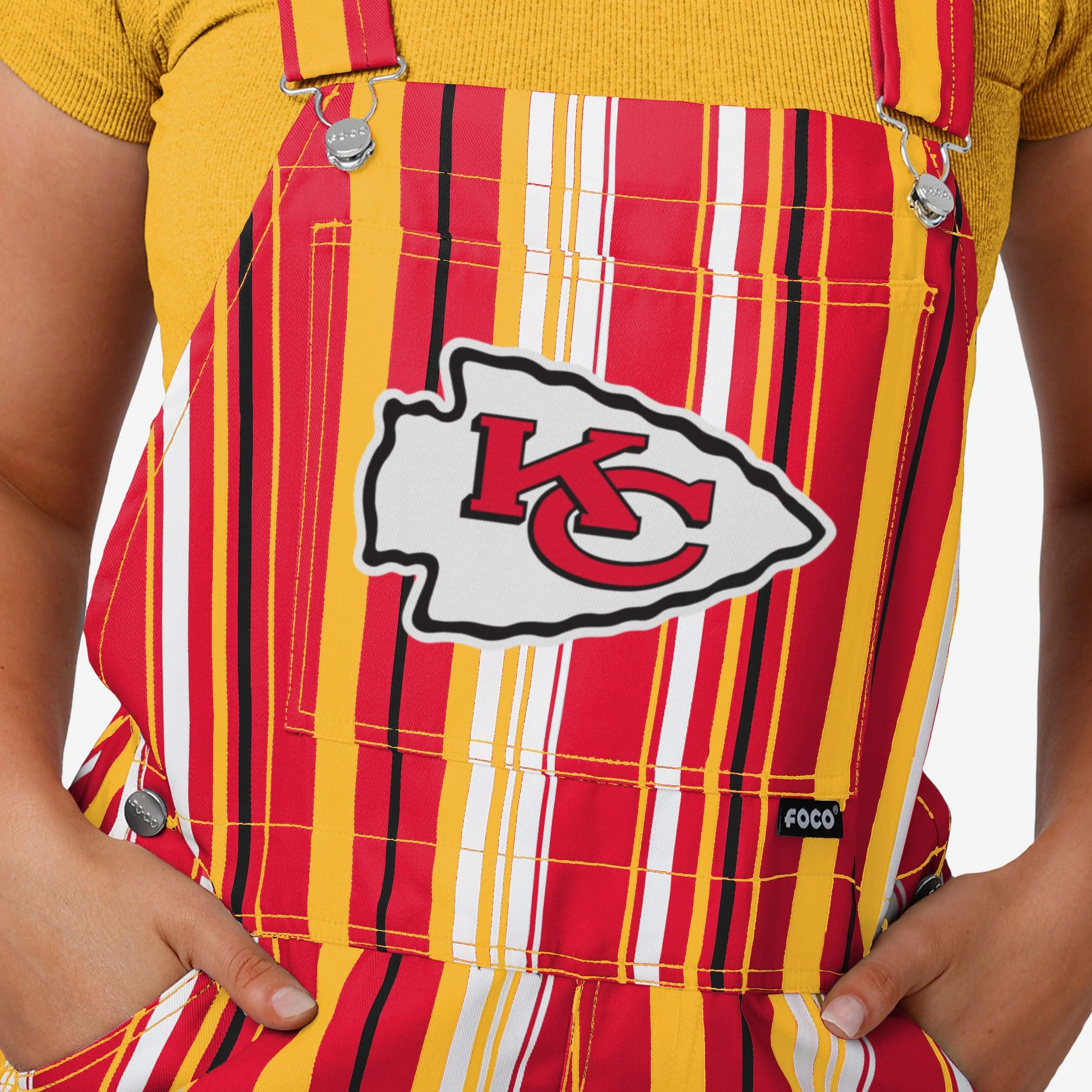 Kansas City Chiefs Womens Hyper Stripe Bib Overalls - Image 4