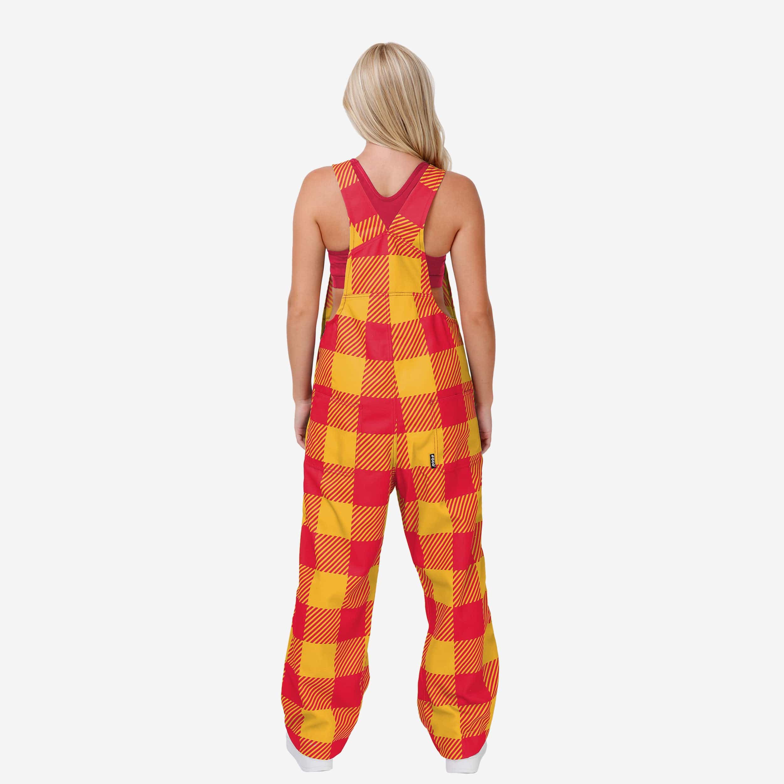 Kansas City Chiefs Womens Plaid Bib Overalls - Image 2