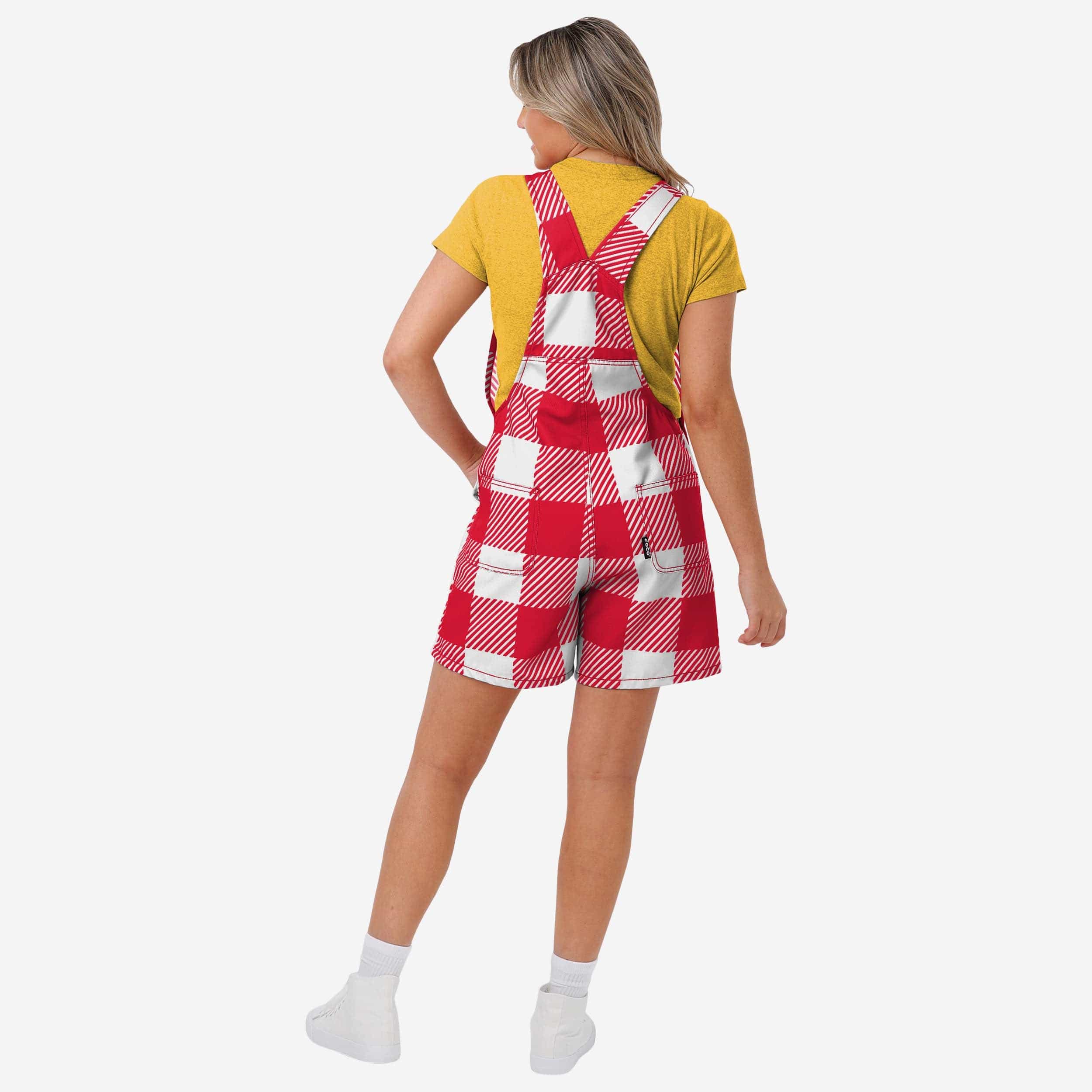 Kansas City Chiefs Womens Plaid Bib Shortalls - Image 2