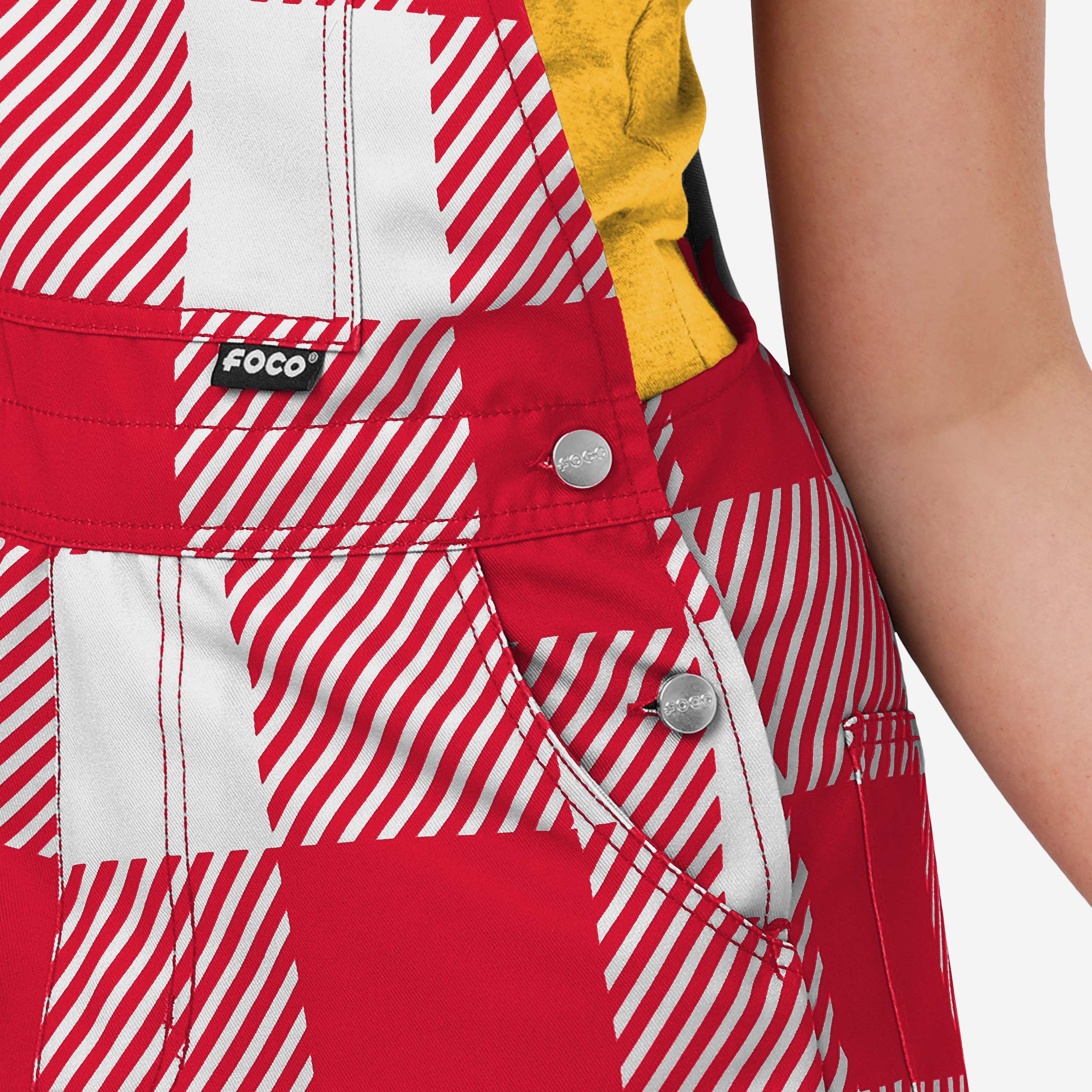 Kansas City Chiefs Womens Plaid Bib Shortalls - Image 4