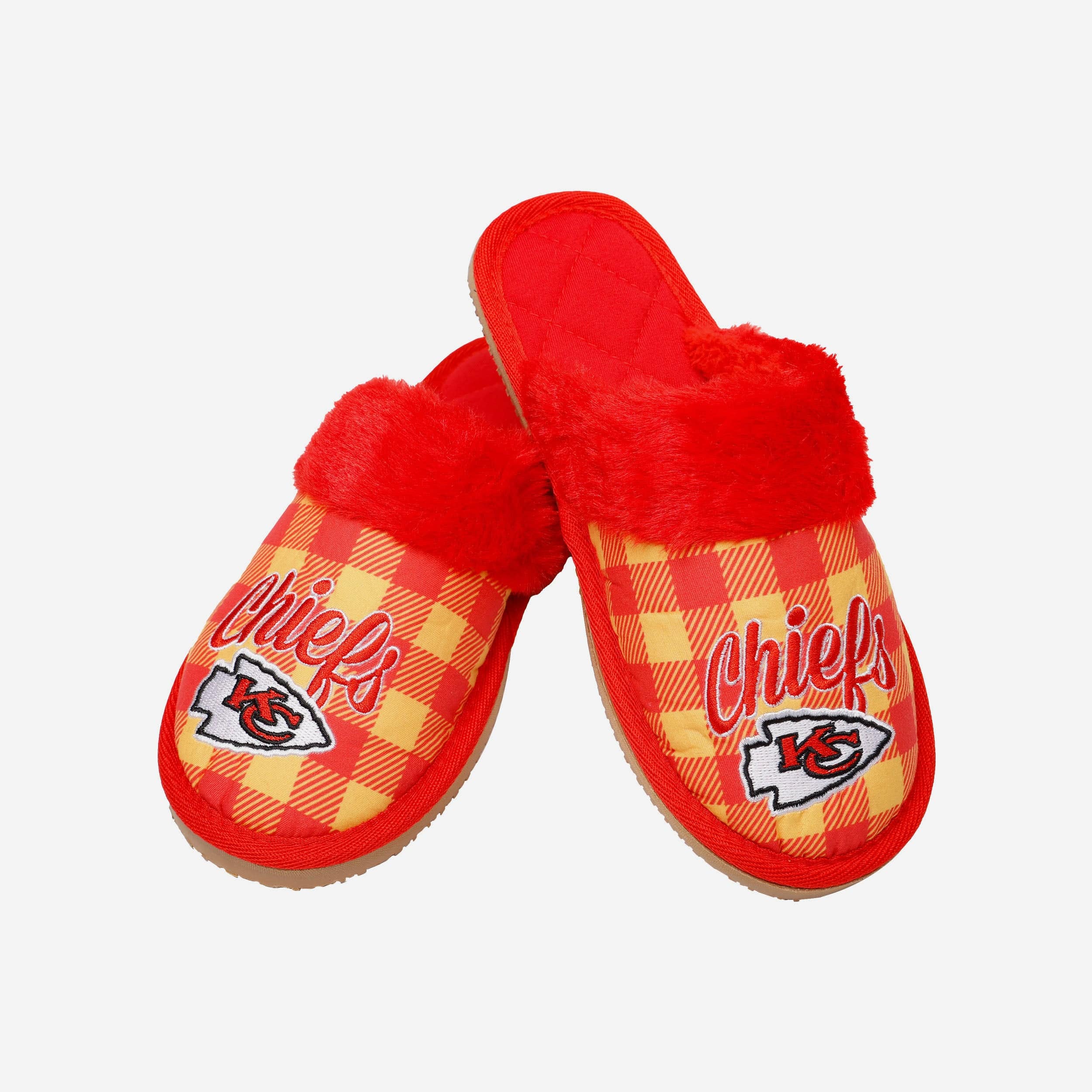 Kansas City Chiefs Womens Plaid Sherpa Mule Slipper - Image 4