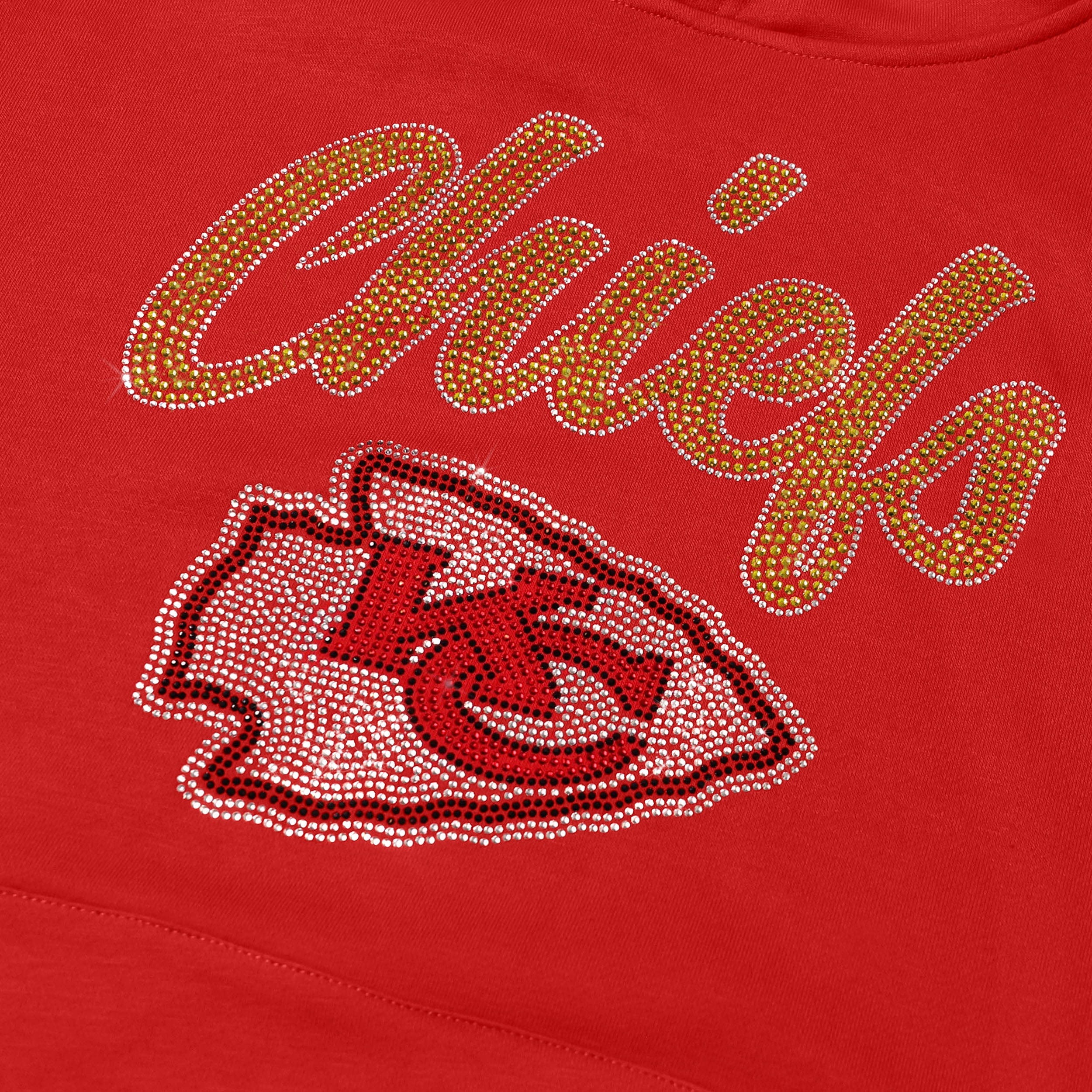 Kansas City Chiefs Womens Rhinestone Logo Oversized Hoodie - Image 2
