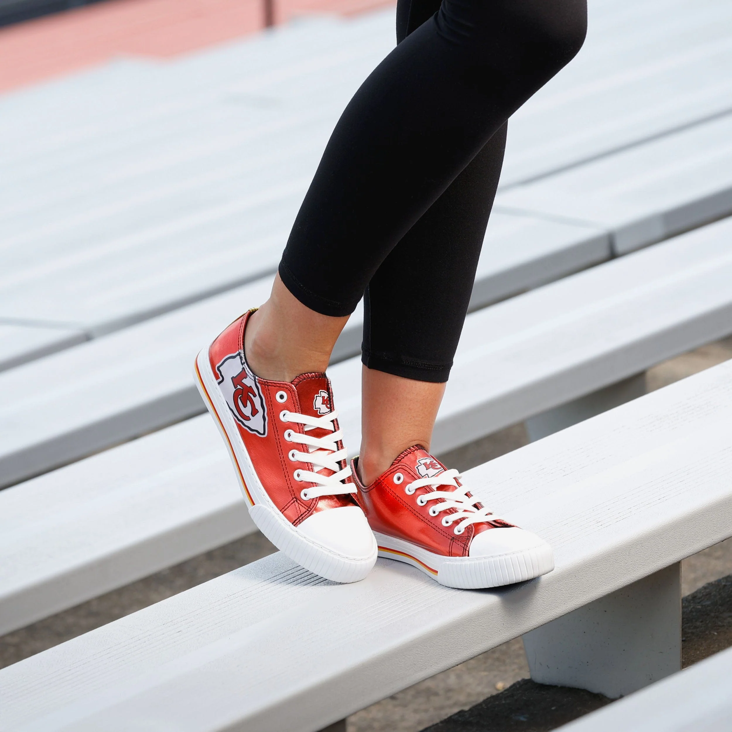 Kansas City Chiefs Womens Team Color Metallic Low Top Canvas Shoes - Image 3