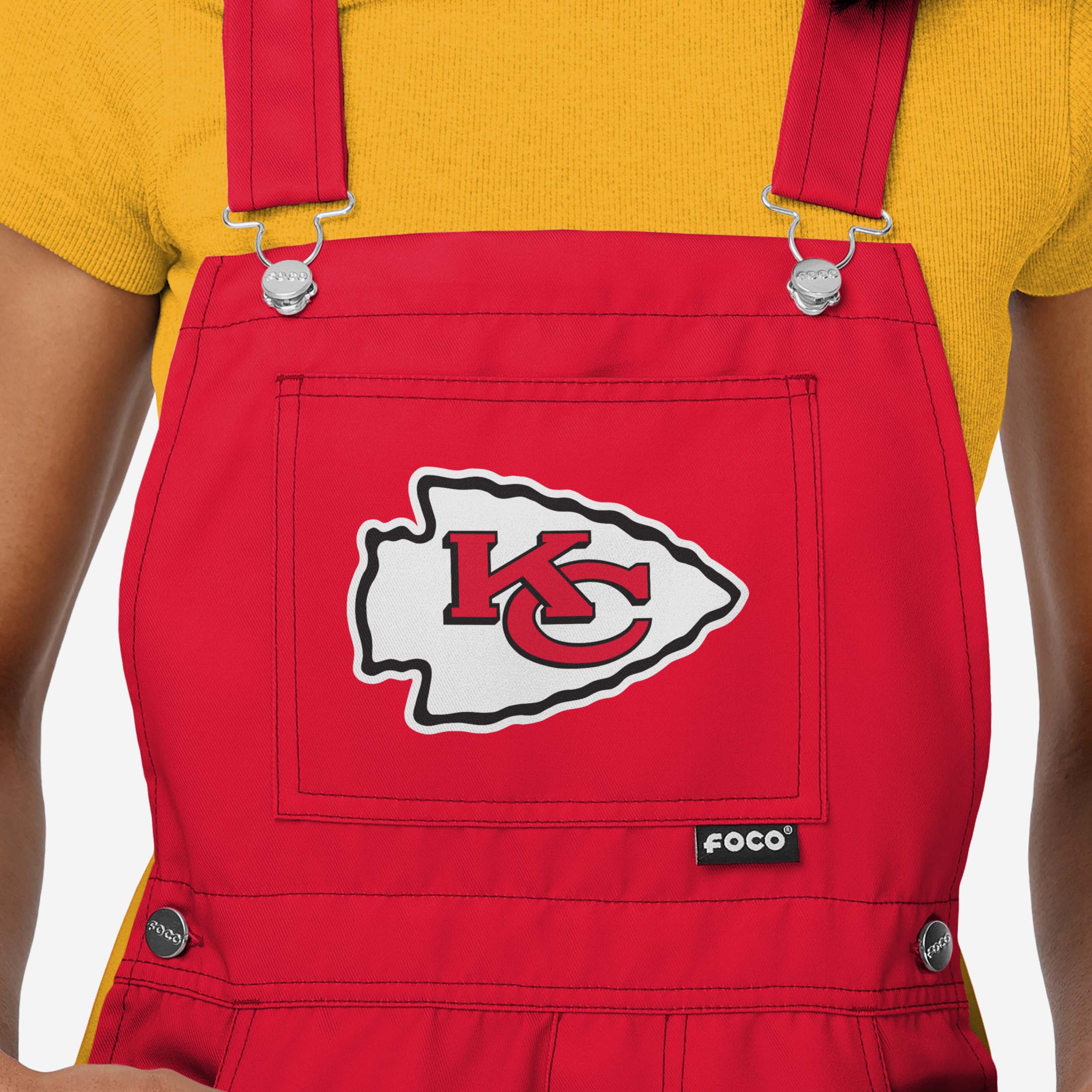 Kansas City Chiefs Womens Team Stripe Bib Shortalls - Image 4