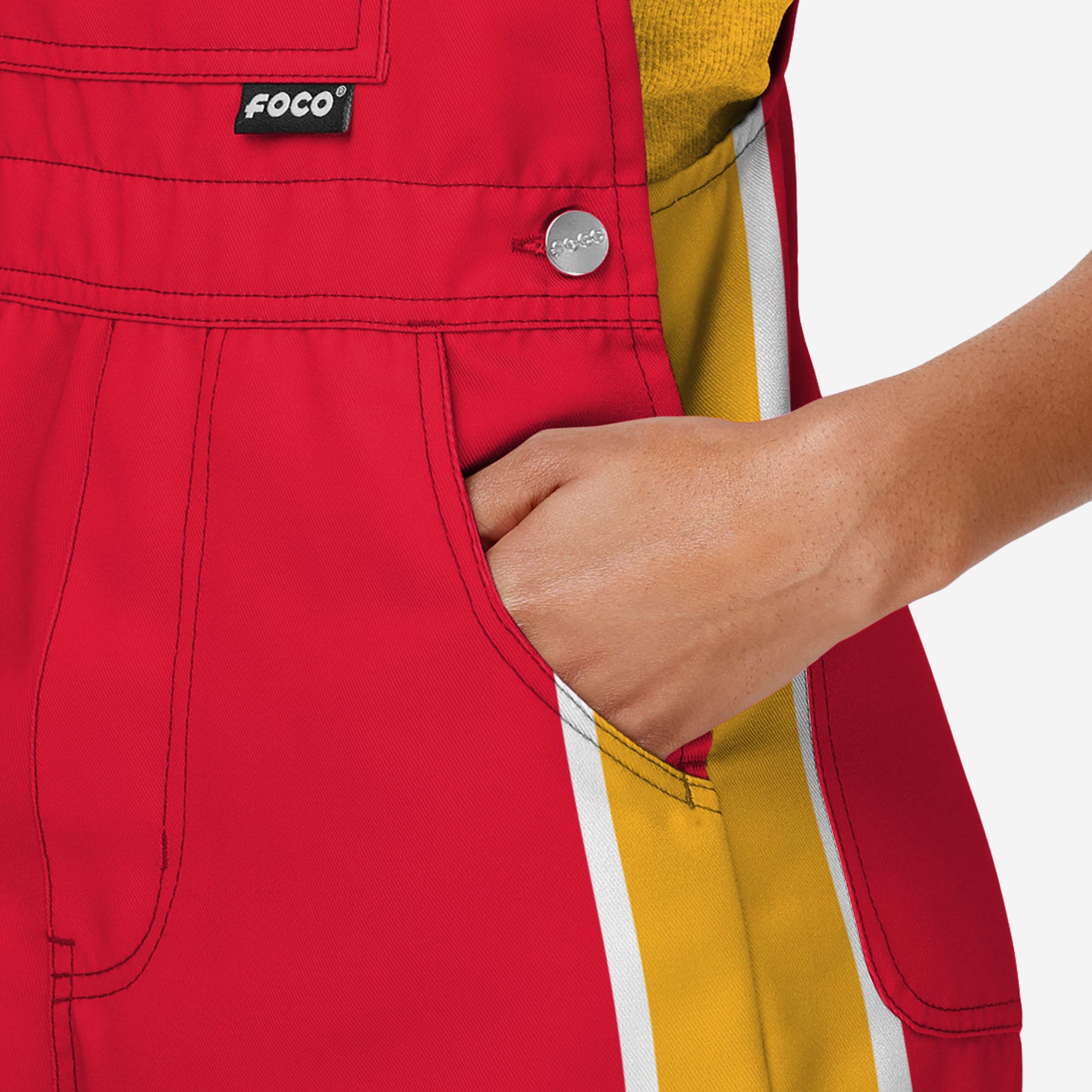 Kansas City Chiefs Womens Team Stripe Bib Shortalls - Image 5