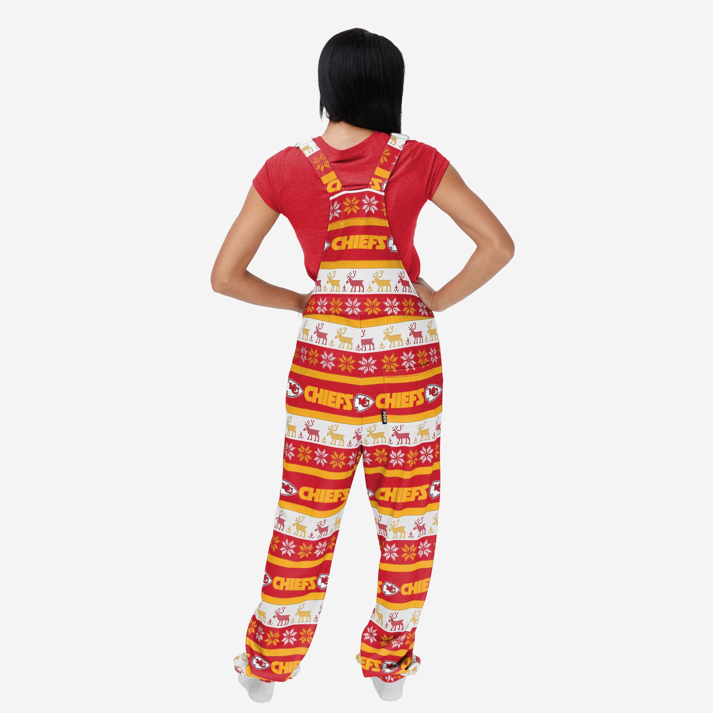 Kansas City Chiefs Womens Ugly Home Gating Bib Overalls - Image 2