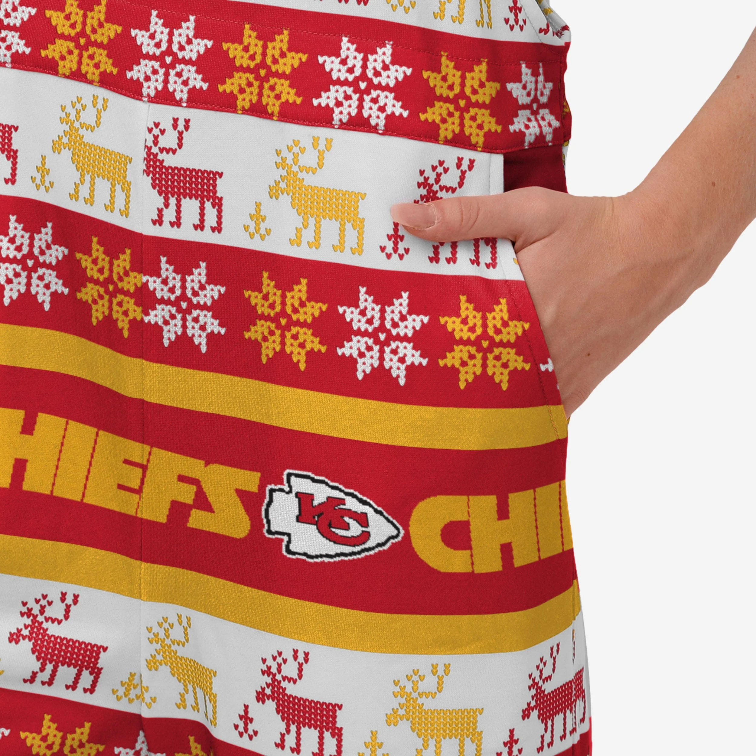Kansas City Chiefs Womens Ugly Home Gating Bib Overalls - Image 5